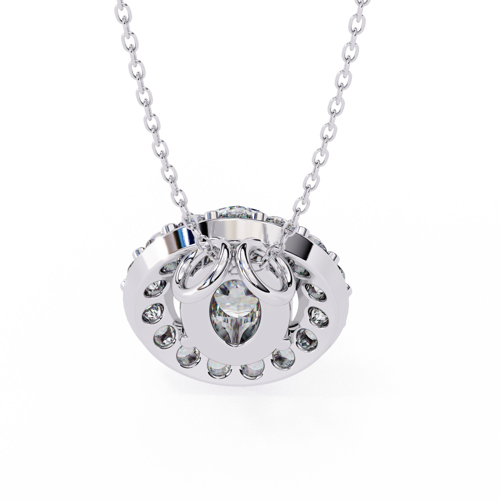 Oval Diamond Double Halo Pendant