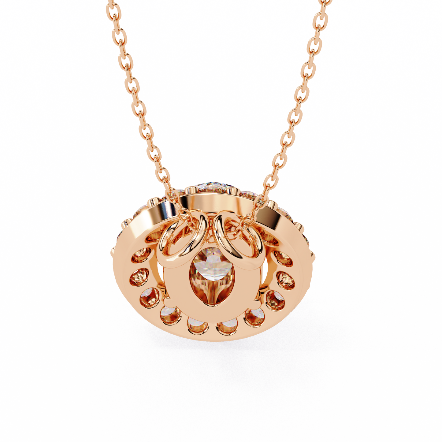 Oval Diamond Double Halo Pendant