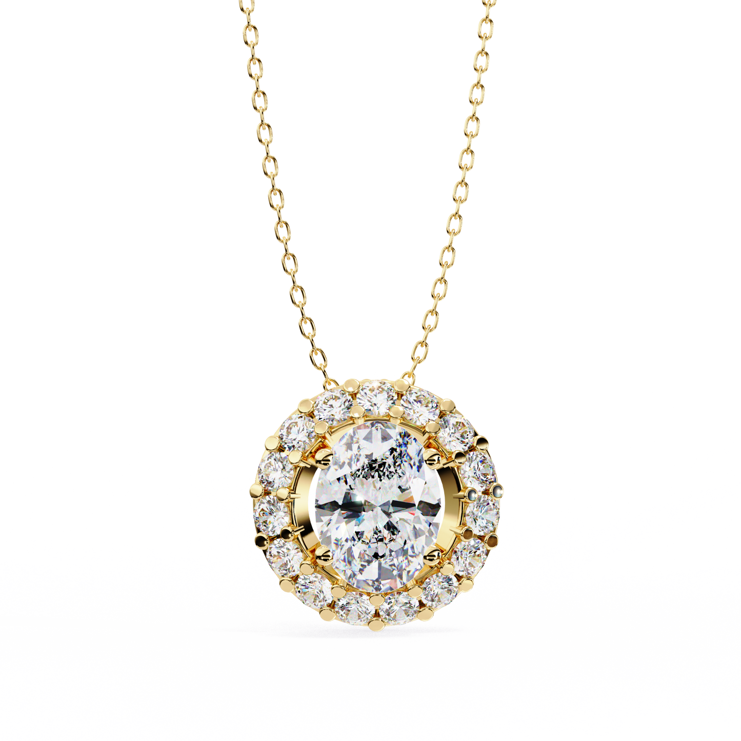 Oval Diamond Double Halo Pendant