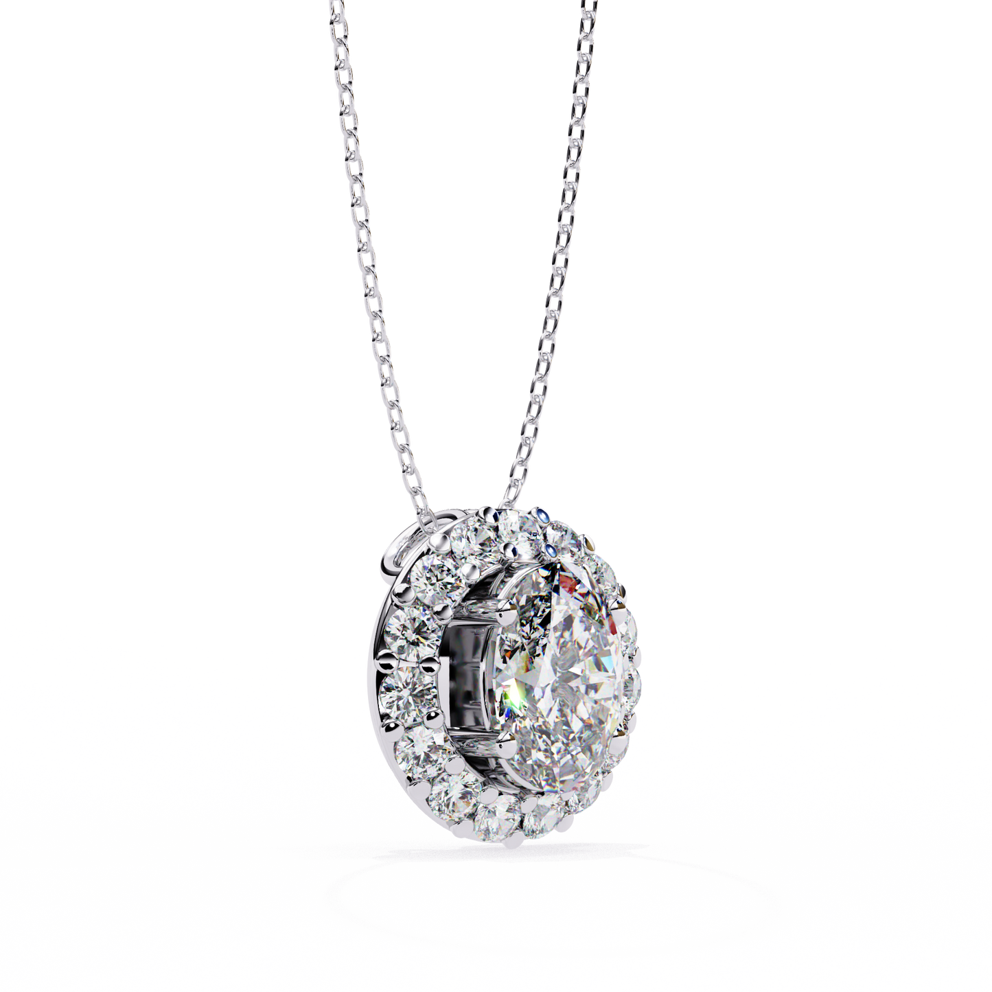 Oval Diamond Double Halo Pendant
