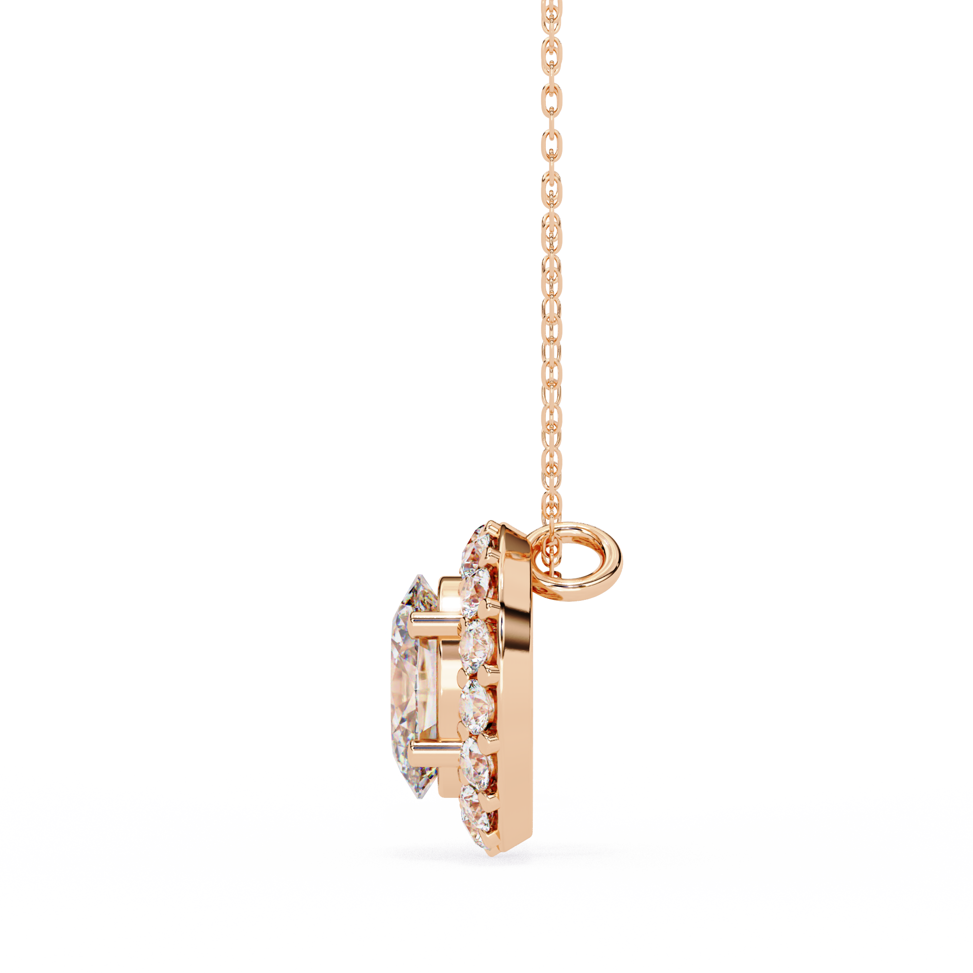 Oval Diamond Double Halo Pendant
