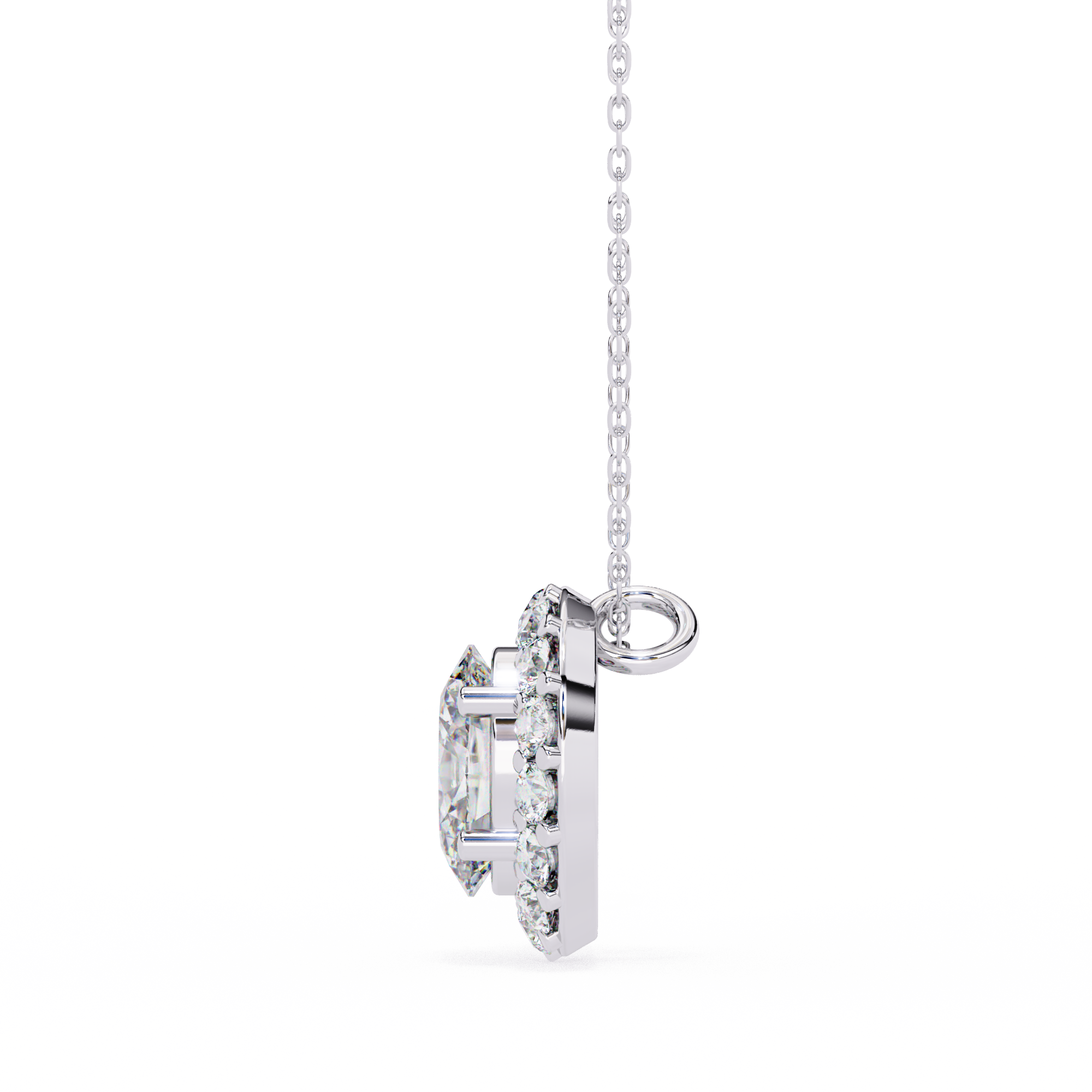 Oval Diamond Double Halo Pendant