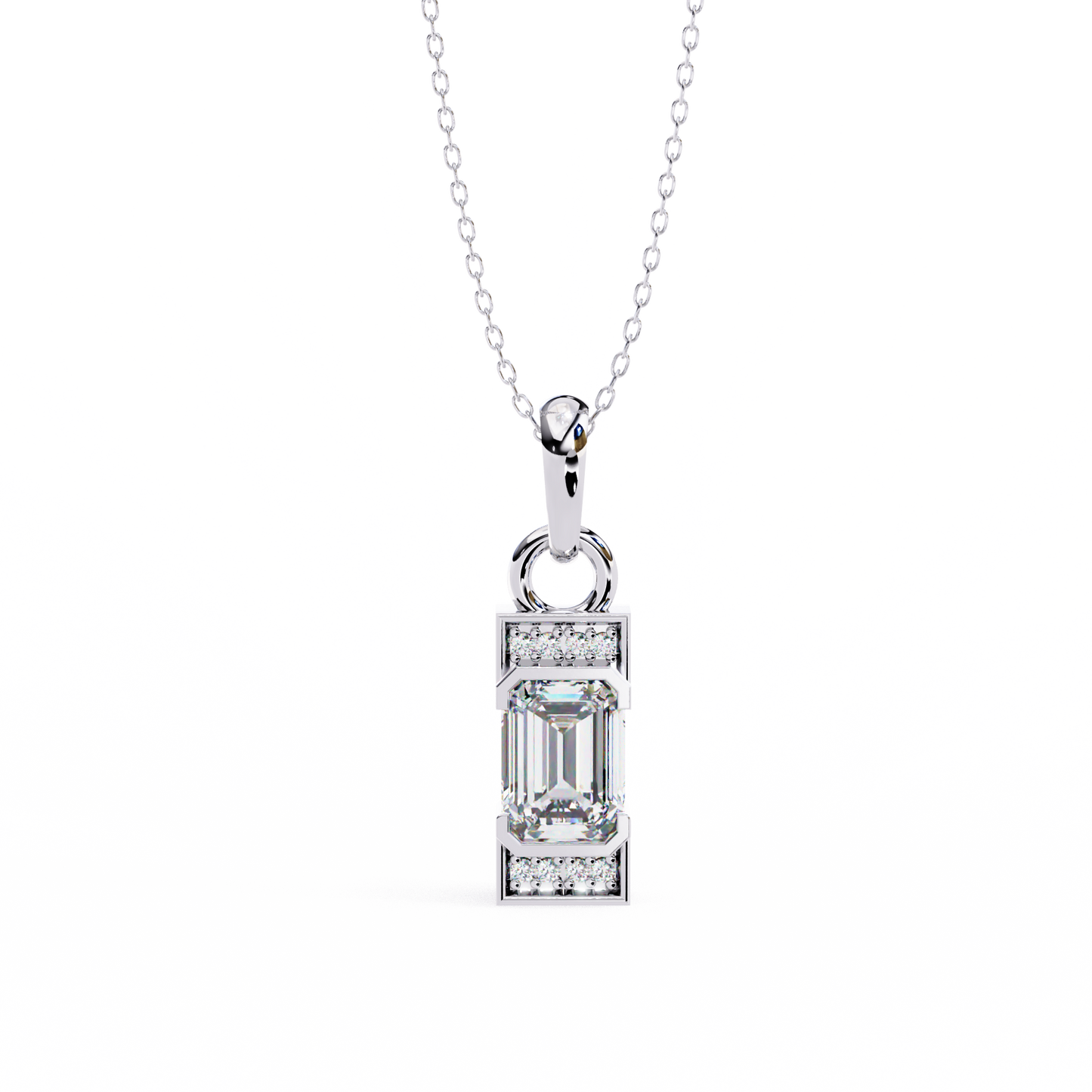 Emerald Cut Bar Accent Pendant