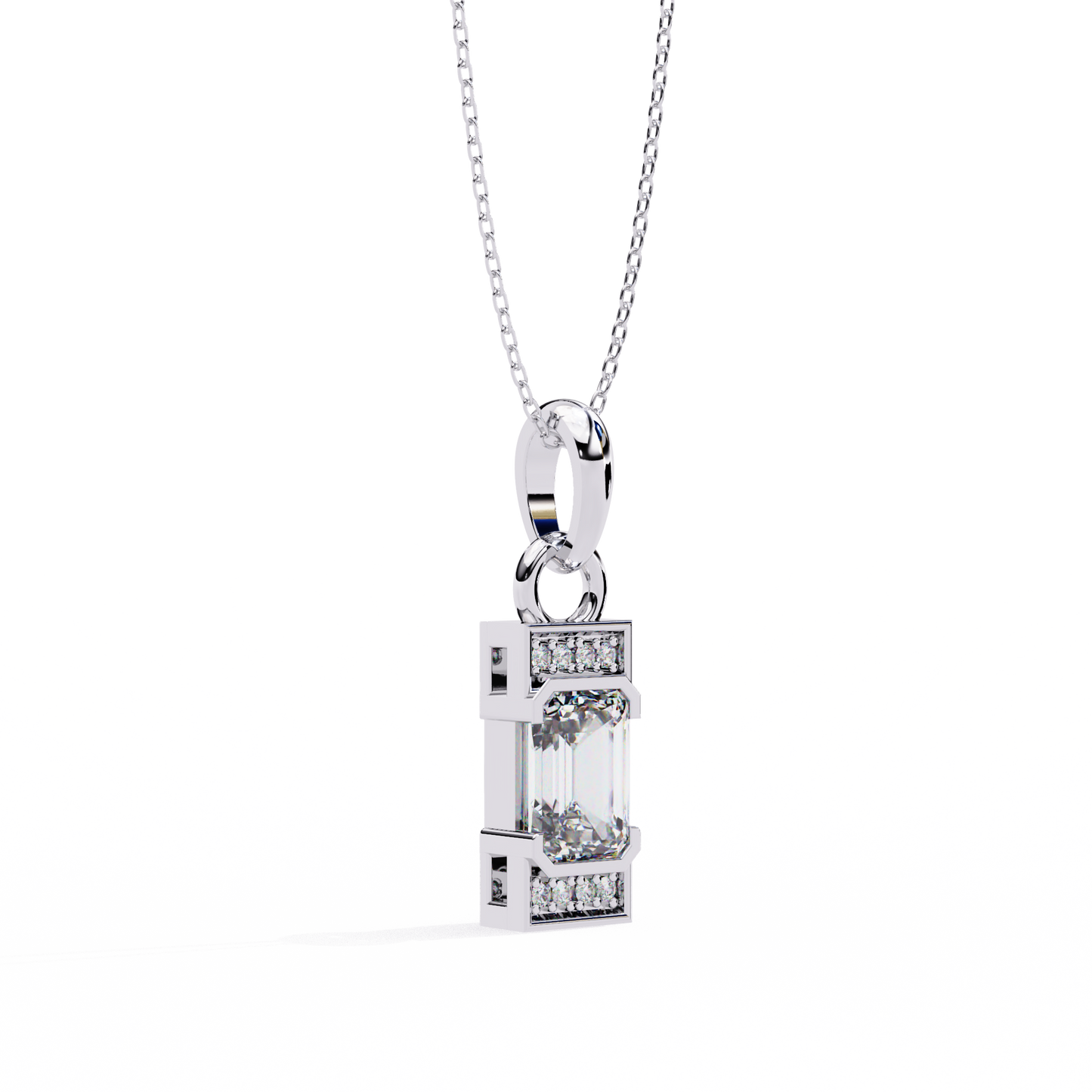 Emerald Cut Bar Accent Pendant