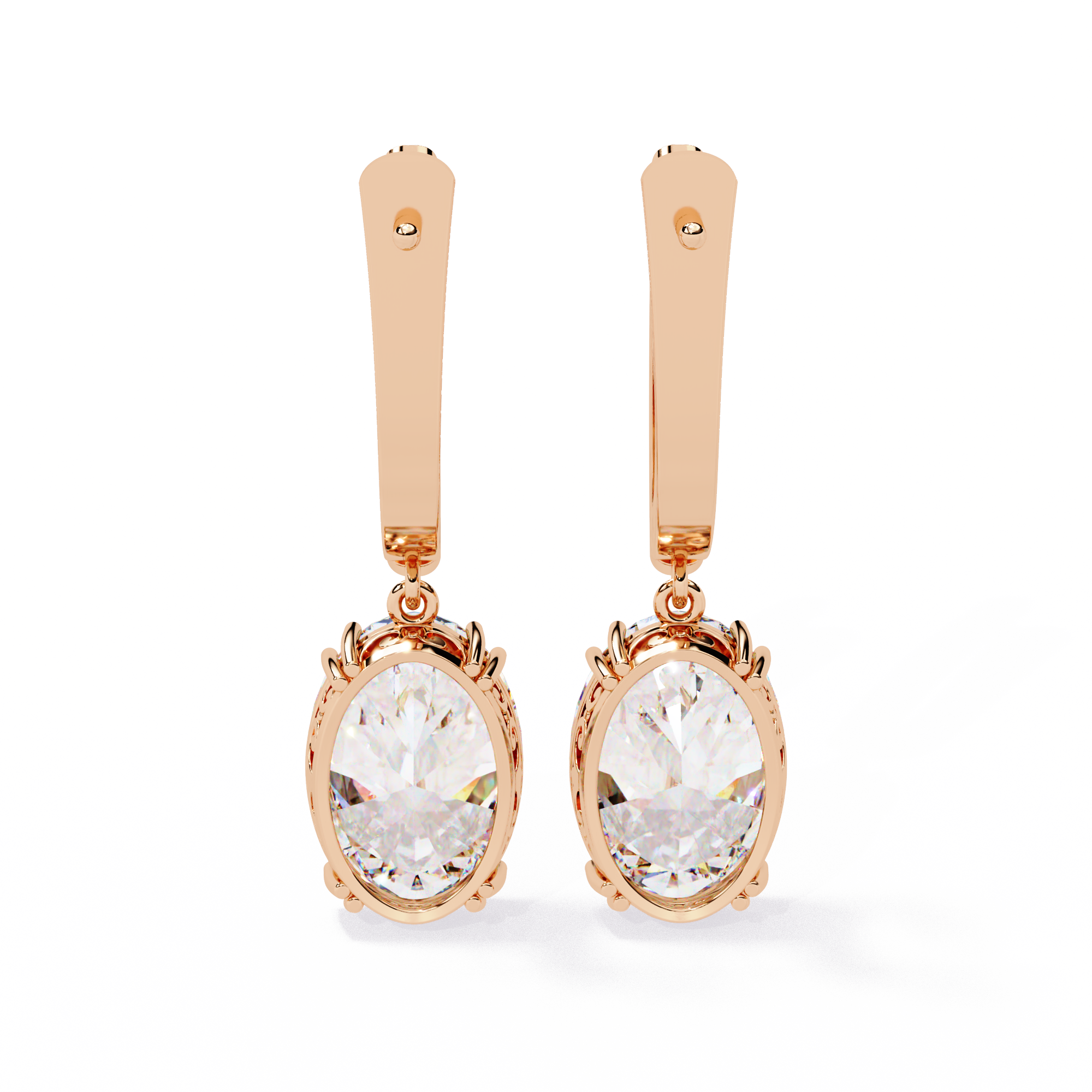 Buy Oval Solitaire Drop Earrings – Classic Elegance with Filigree