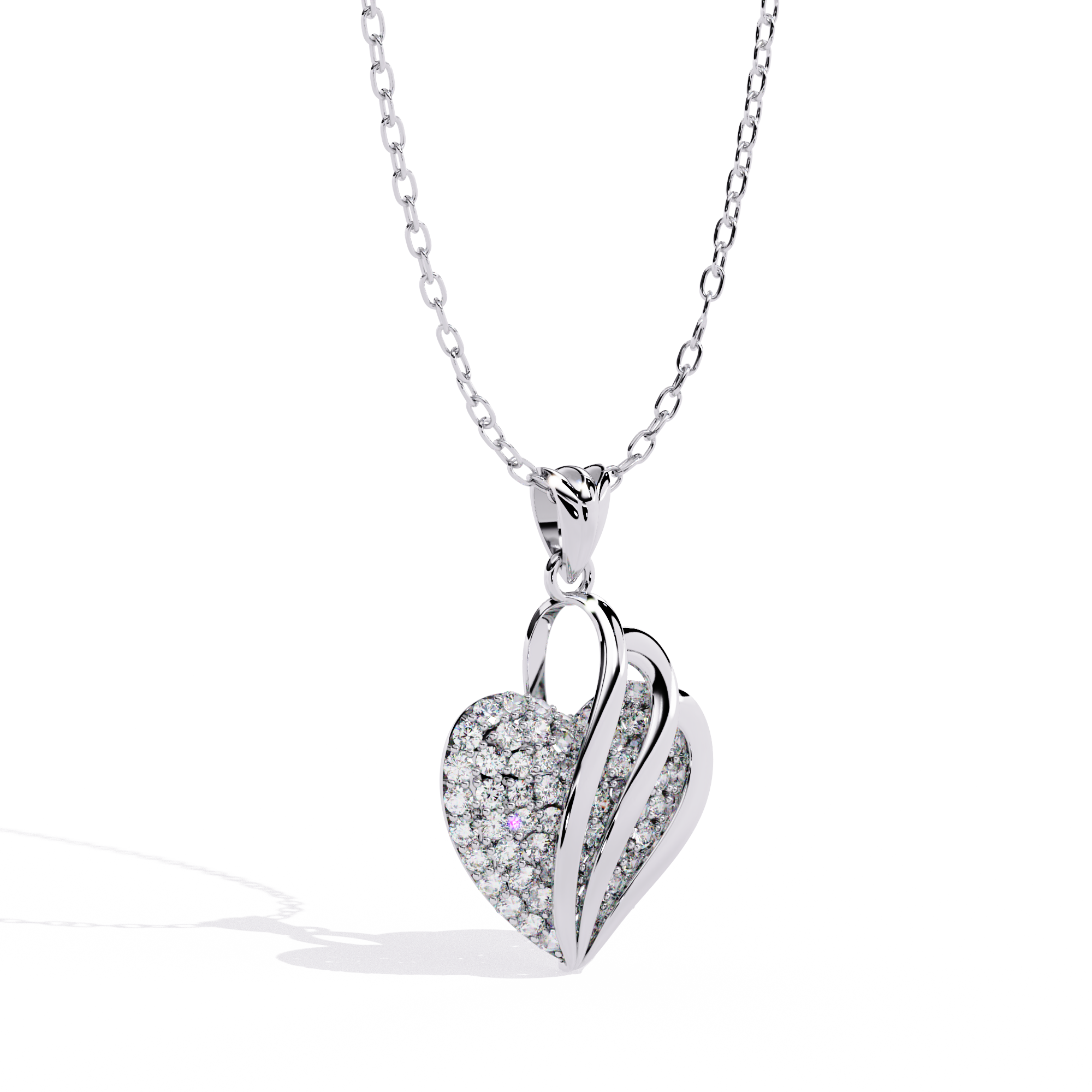 Double Heart Pendant with Lab-Grown Diamonds | Romantic Love Necklace for Her