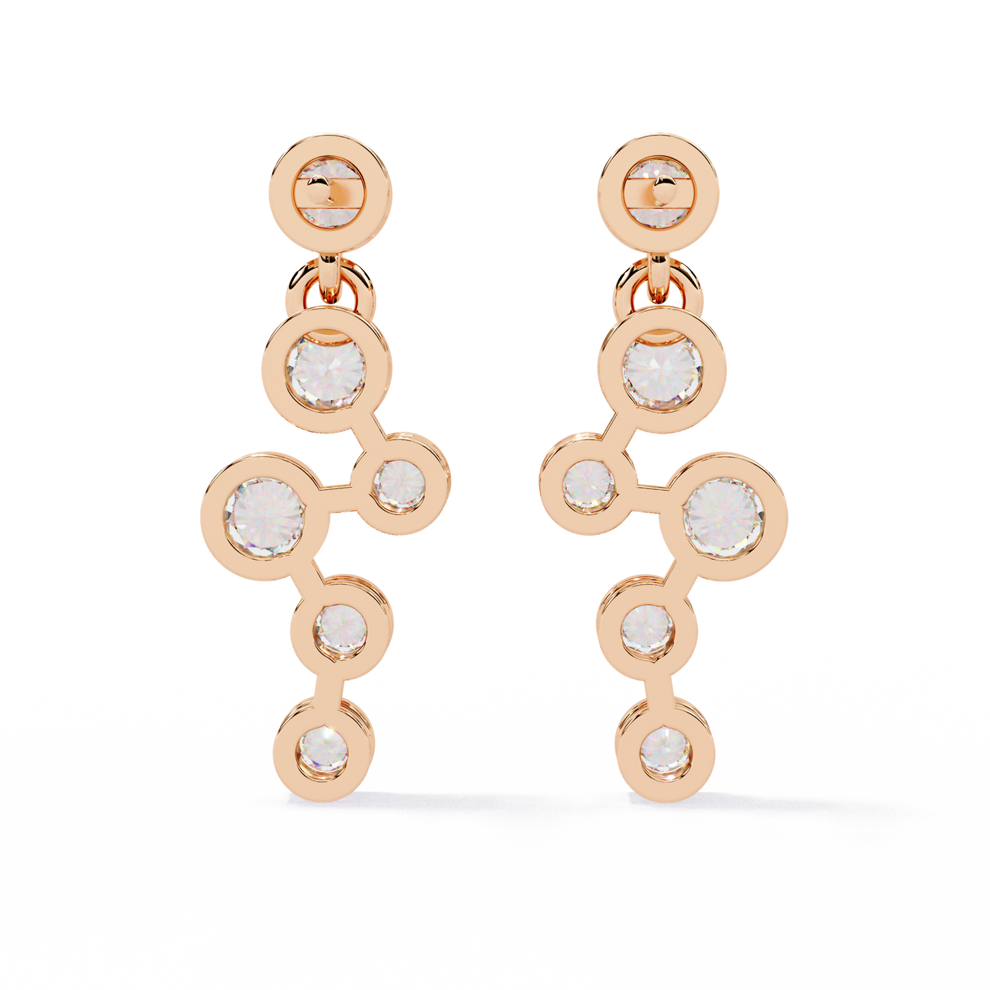 Celestial Cascading Round Lab Grown Diamond Drop Earrings