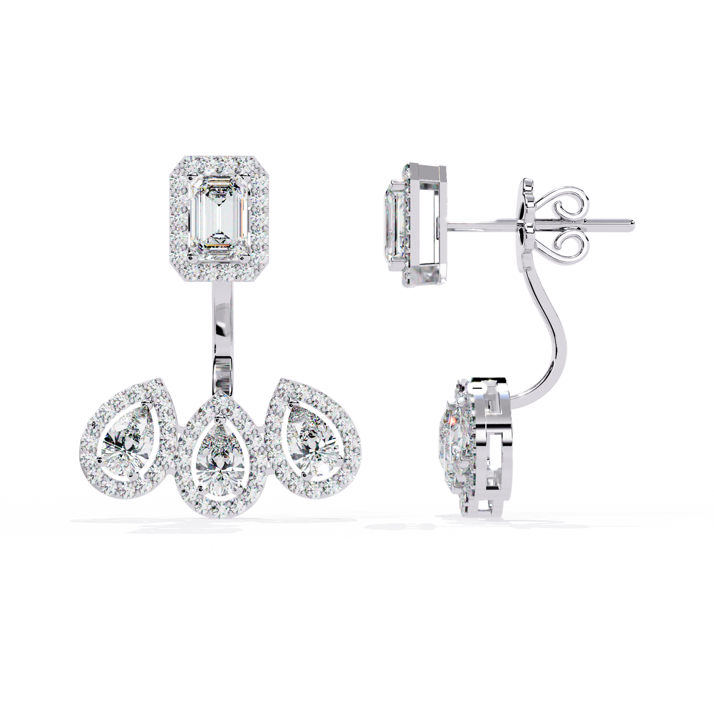 Diamond Studs Earrings | Luxury Pear Cut & Emerald Cut
