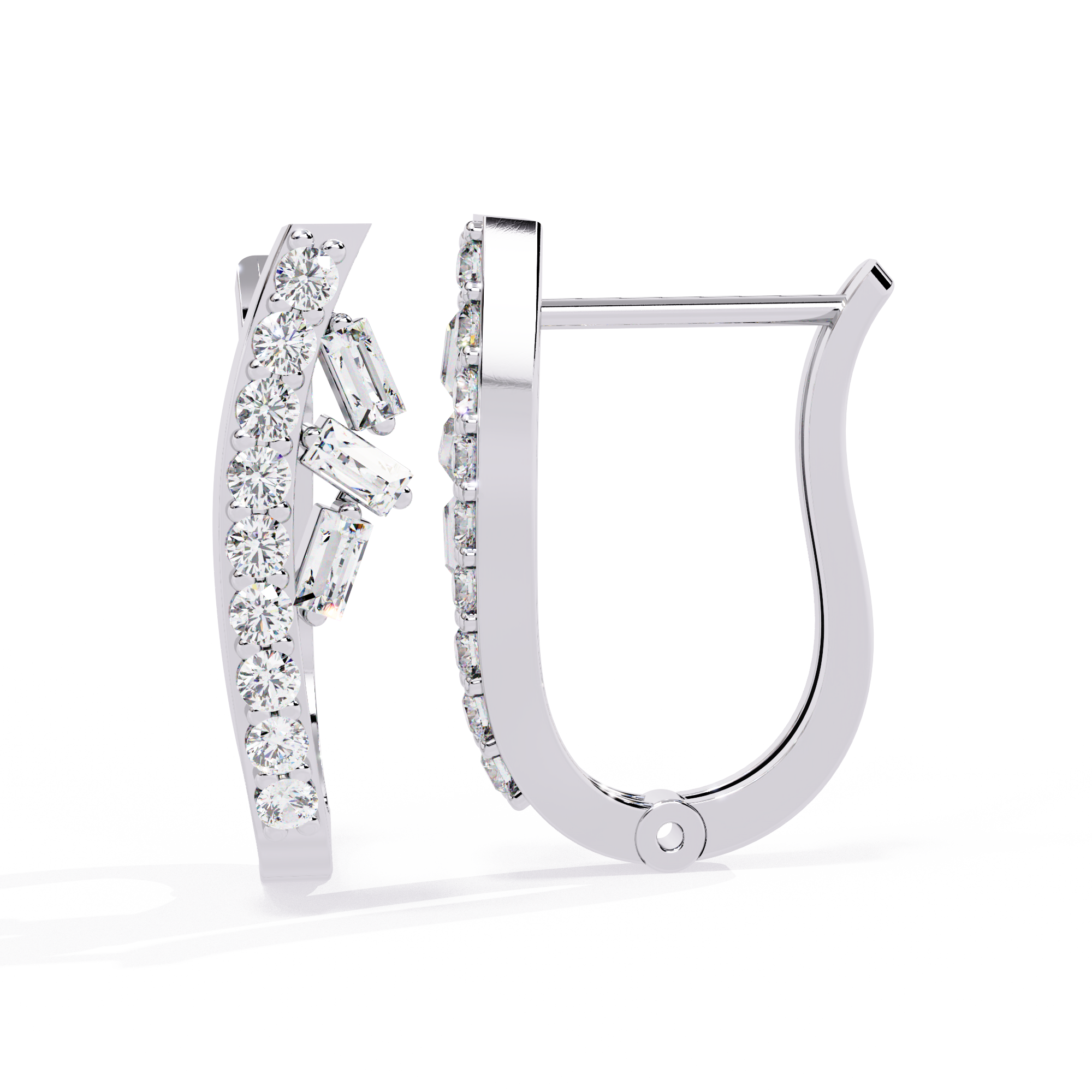 Hoop earrings with Baguette and Round Lab Grown