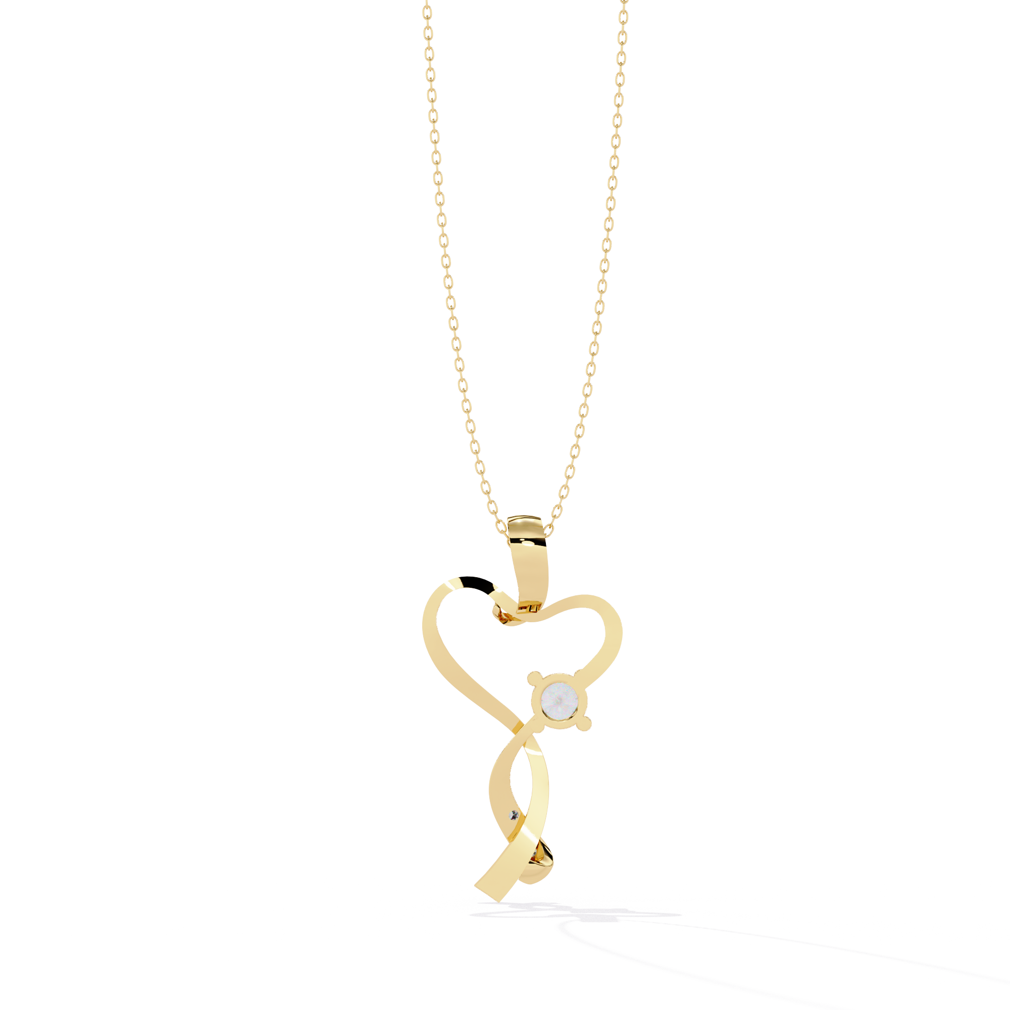 Infinity Heart Pendant Necklace Round Diamond