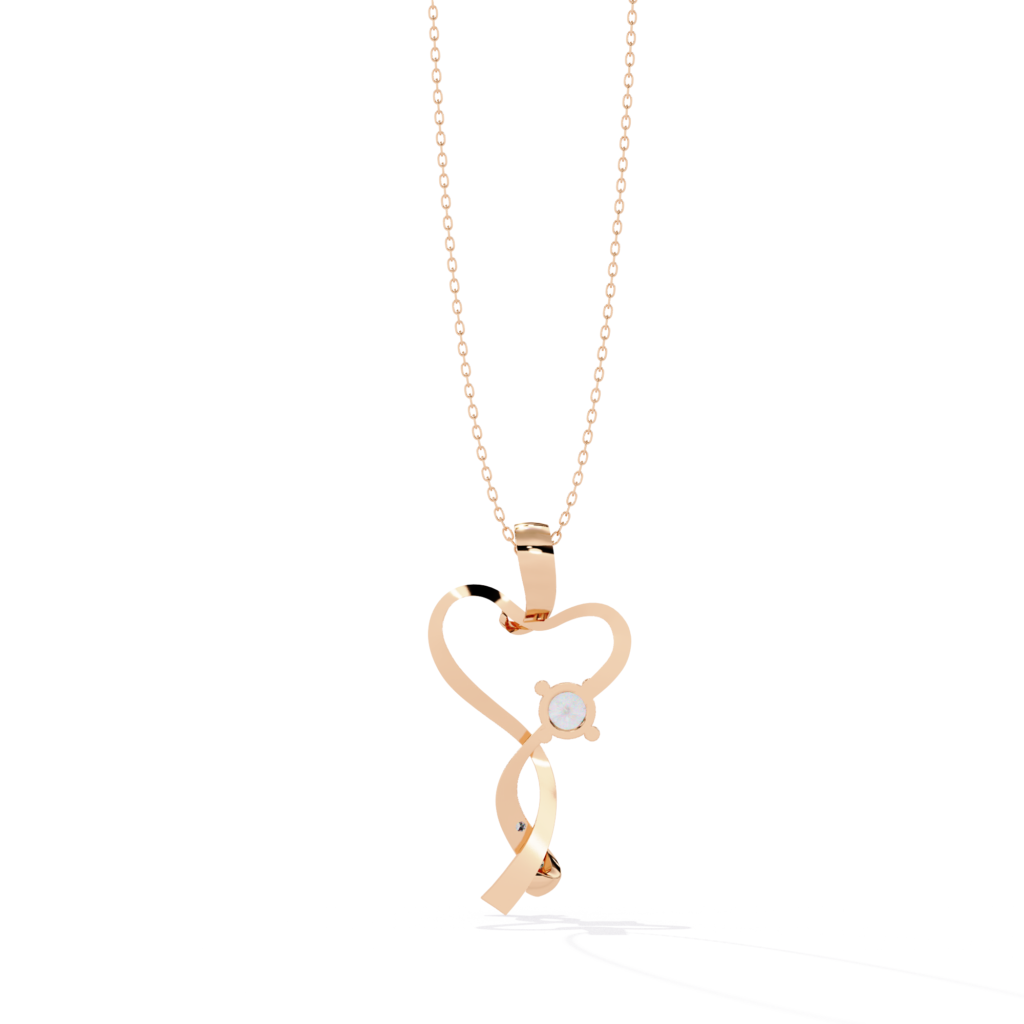Infinity Heart Pendant Necklace Round Diamond