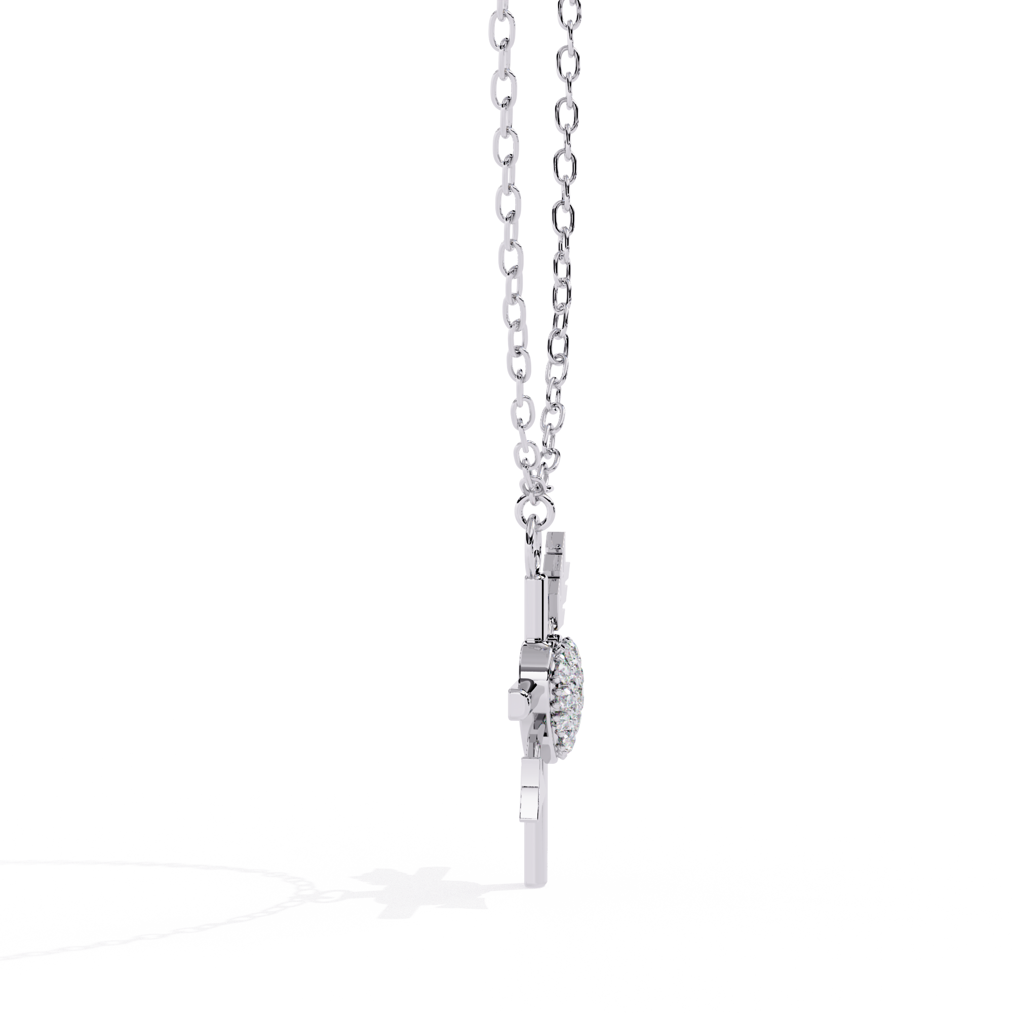 Heart & Diamond Cross Pendant