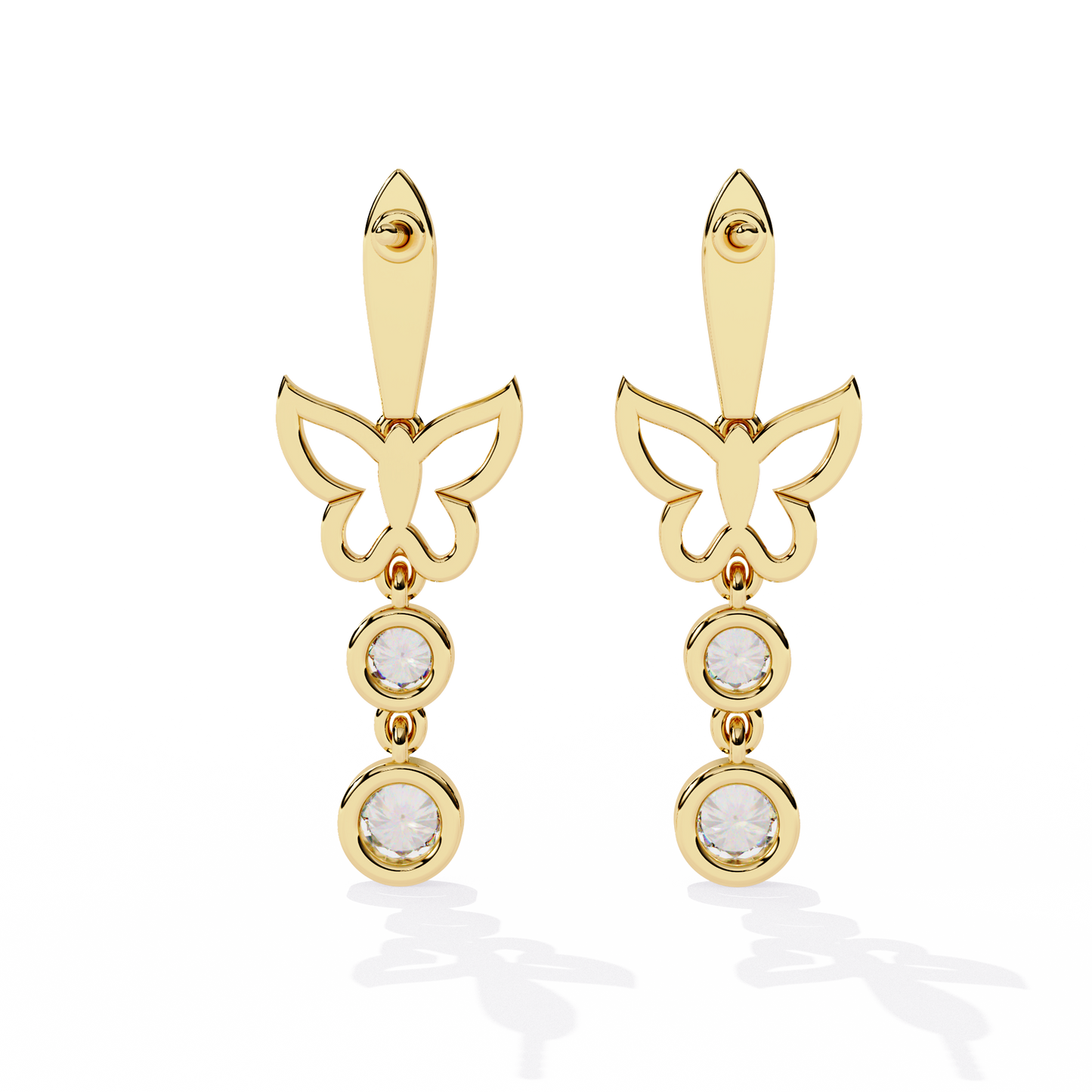 Dainty Butterfly Dangle Drop Wedding Earrings