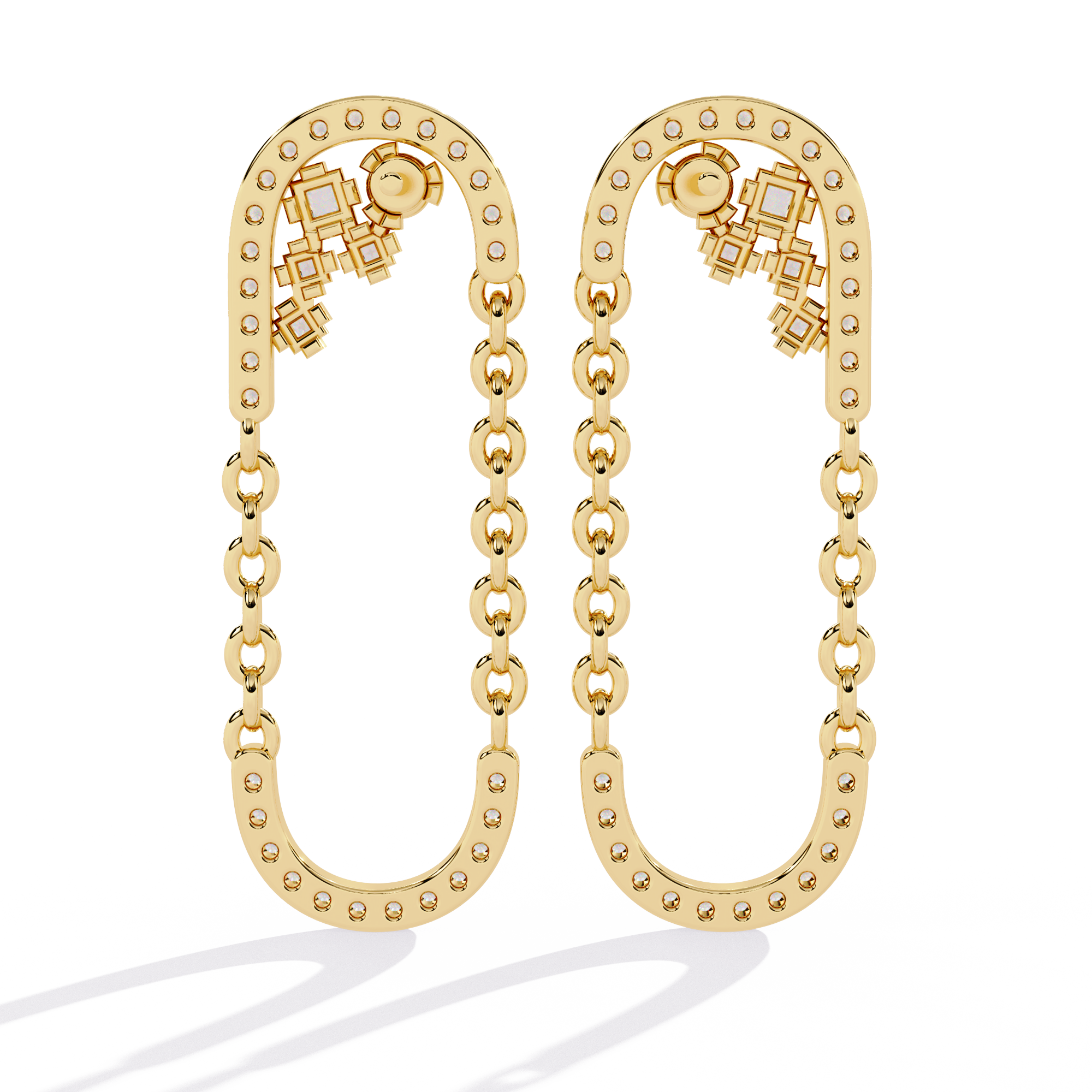 Lab Grown Diamonds Party Wear Gold Diamond Aura Earrings