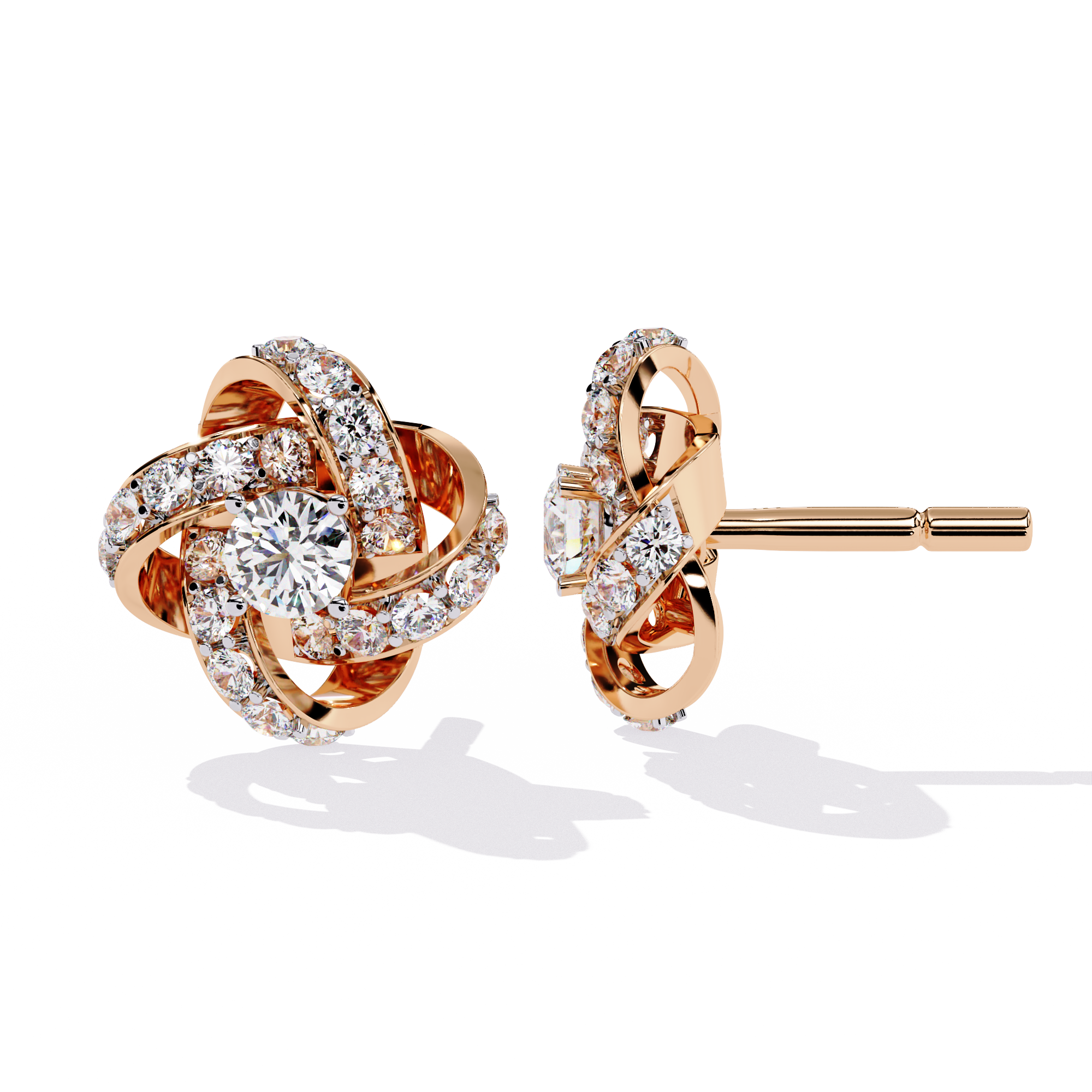 Floral Diamond Studs Earrings