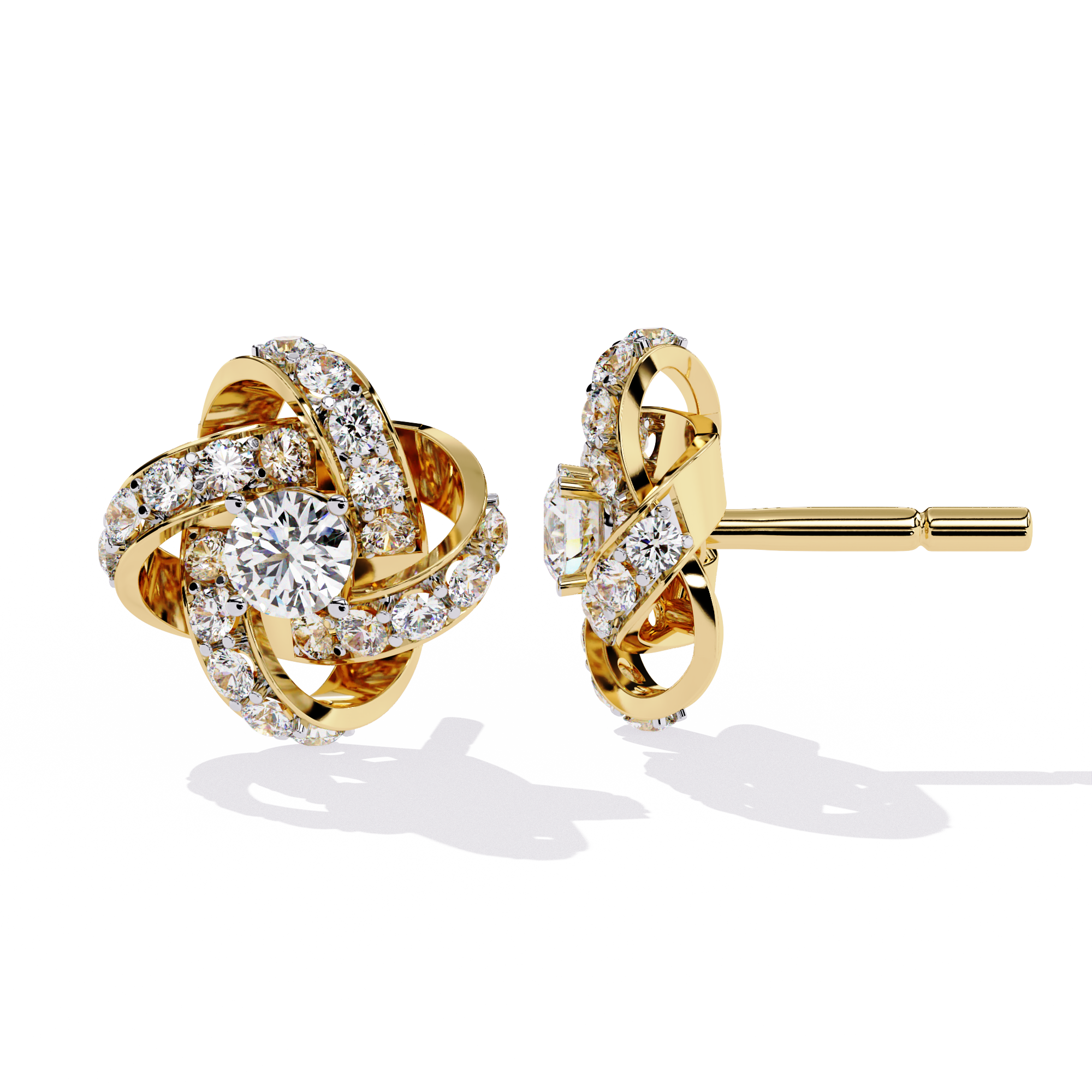 Floral Diamond Studs Earrings