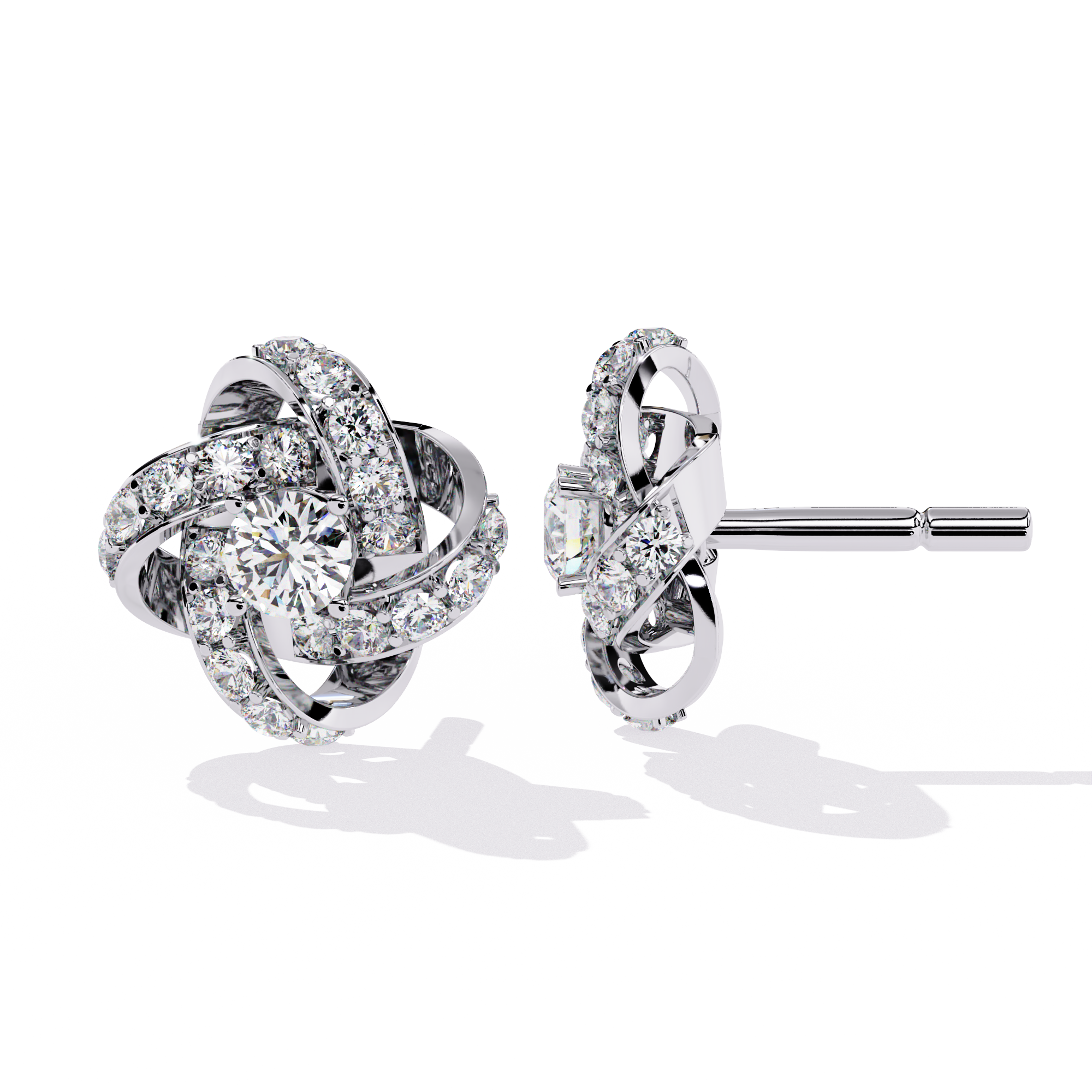 Floral Diamond Studs Earrings