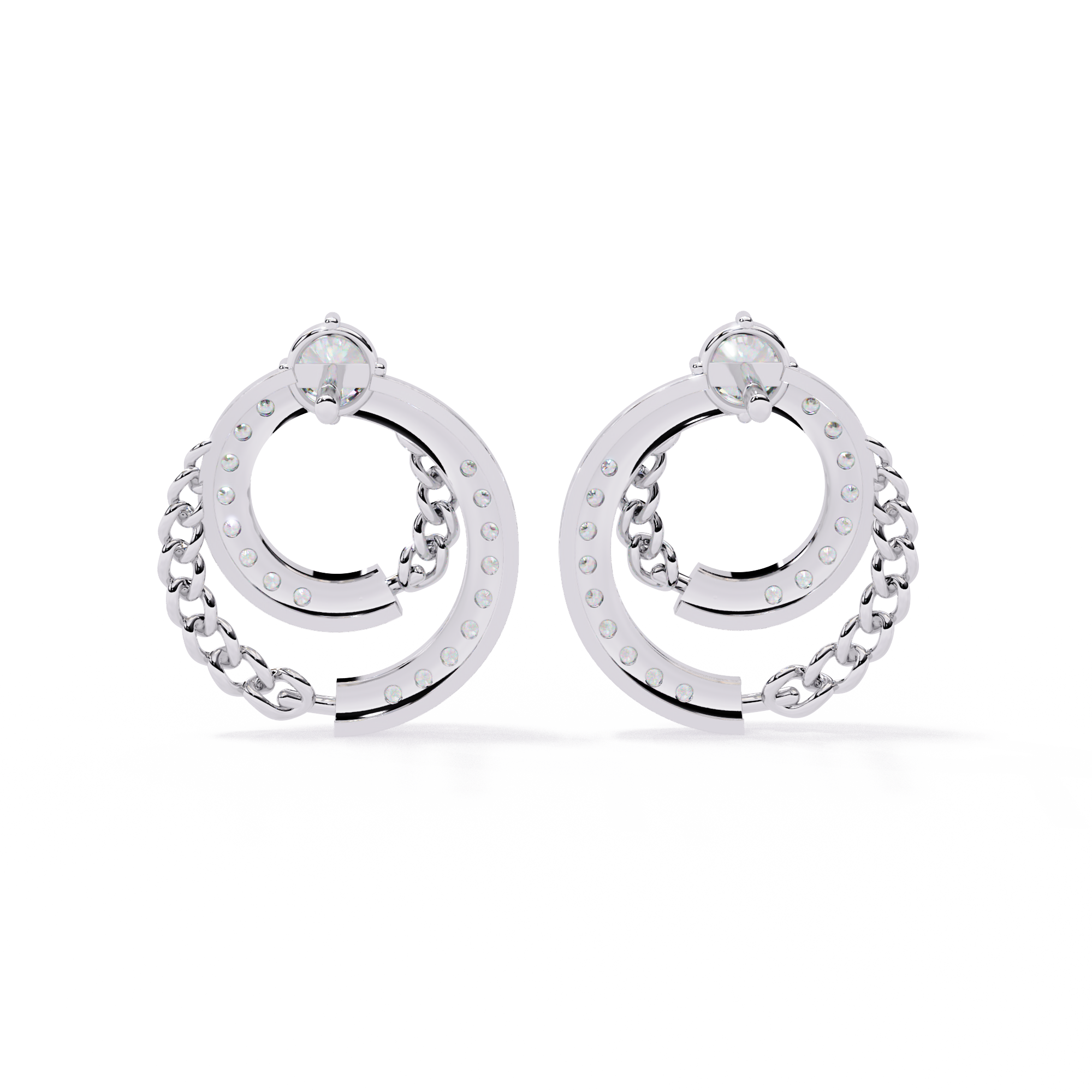 Cluster Hoop Earring Lab Grown CVD Diamond
