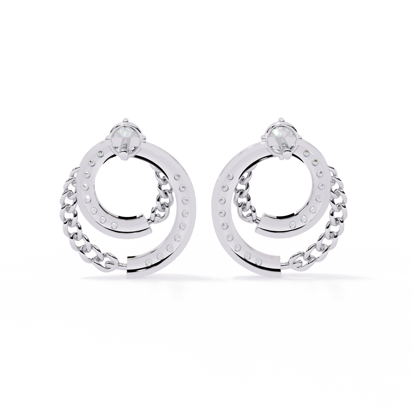 Cluster Hoop Earring Lab Grown CVD Diamond