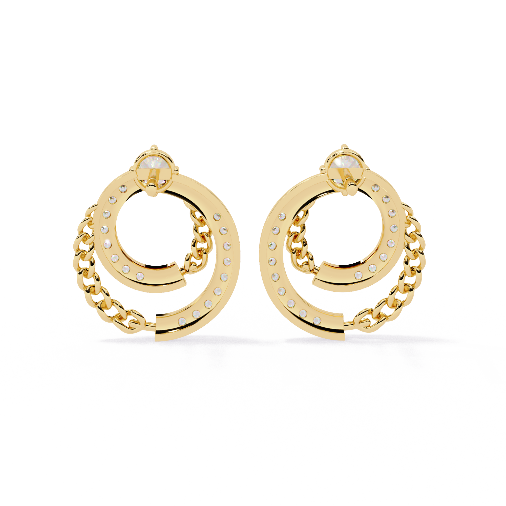 Cluster Hoop Earring Lab Grown CVD Diamond