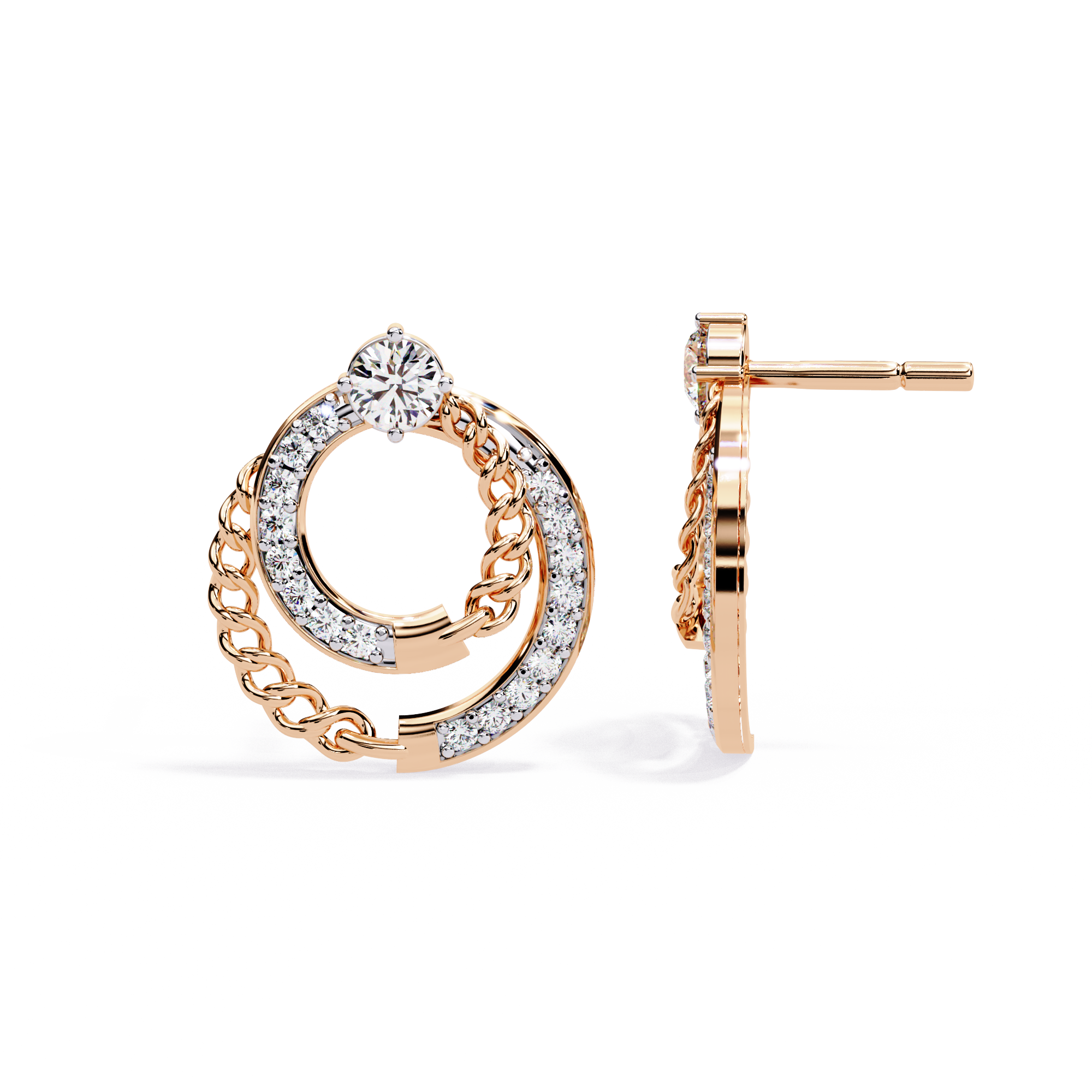 Cluster Hoop Earring Lab Grown CVD Diamond