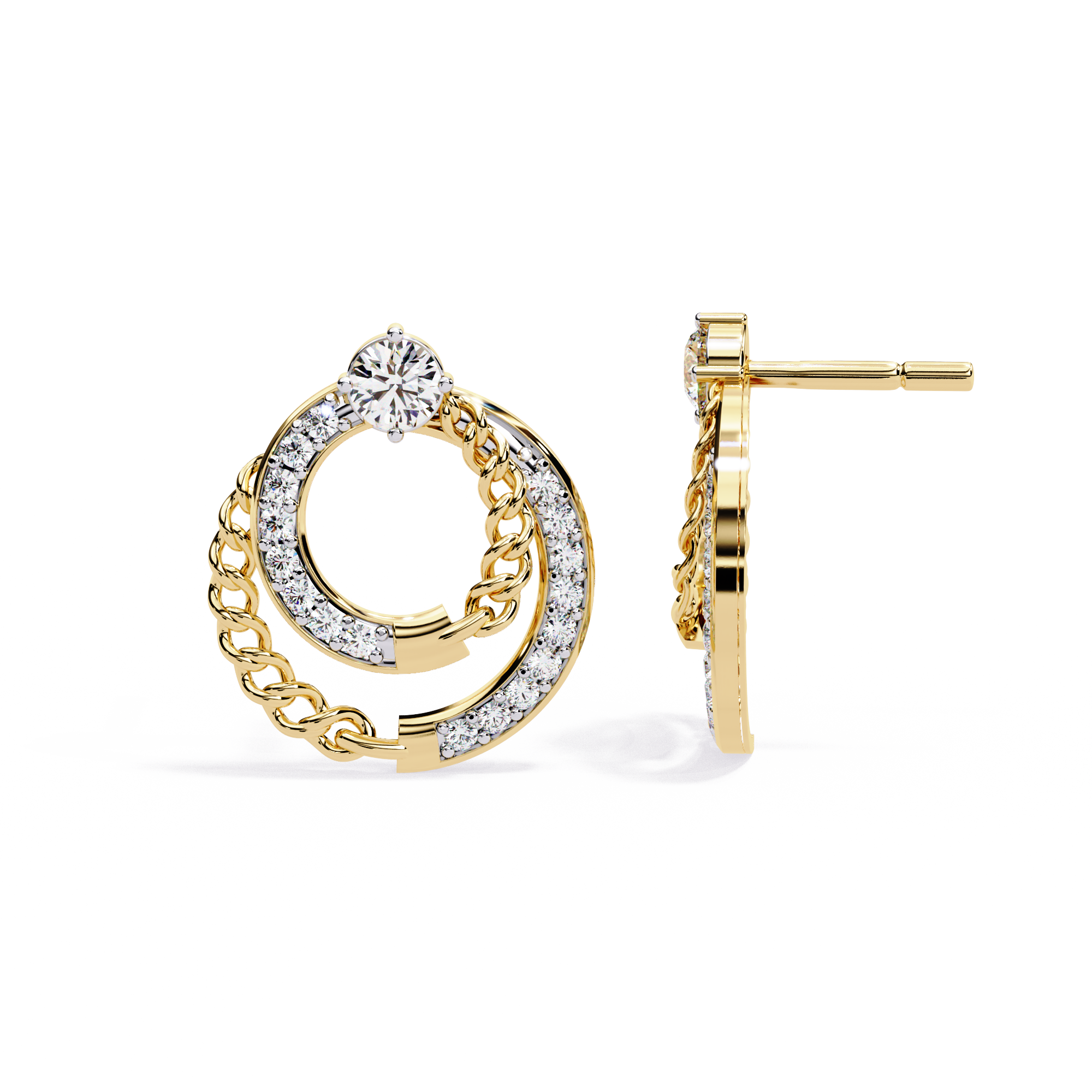 Cluster Hoop Earring Lab Grown CVD Diamond