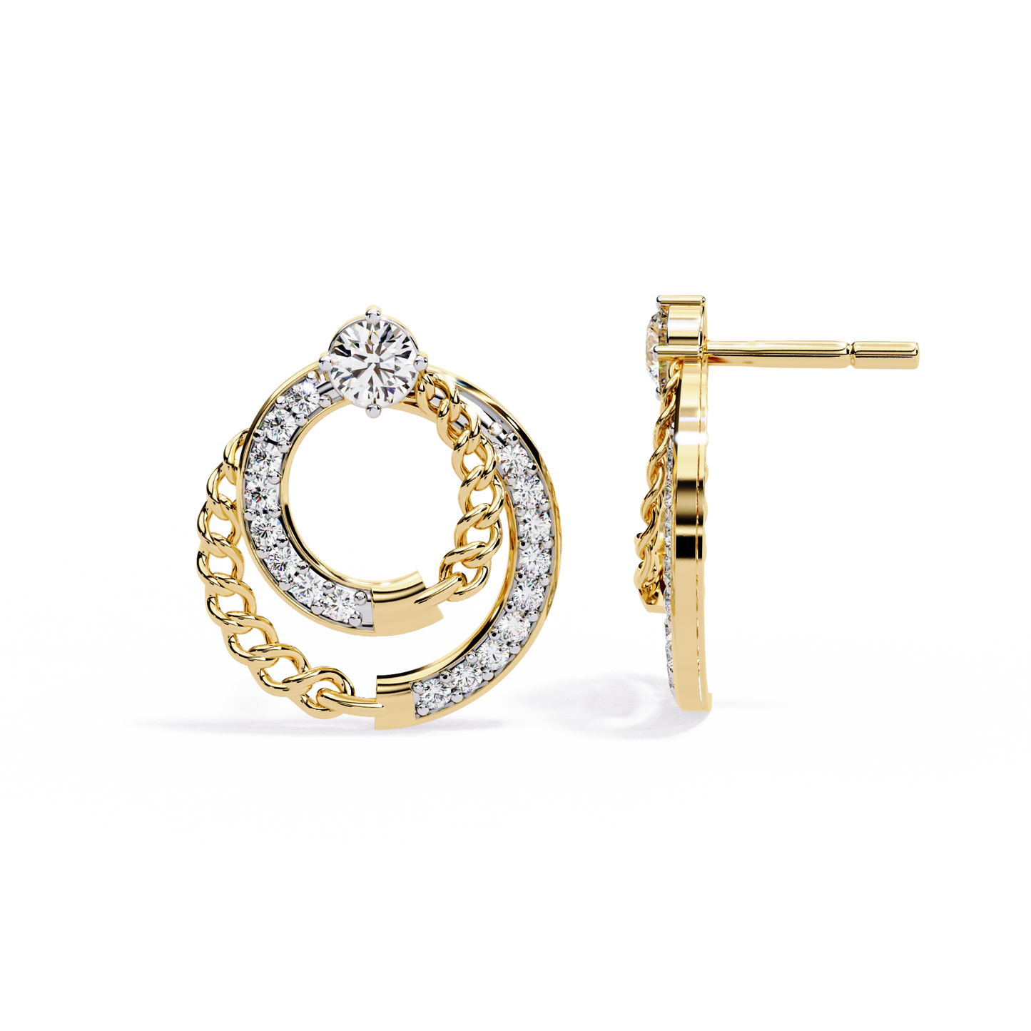 Cluster Hoop Earring Lab Grown CVD Diamond