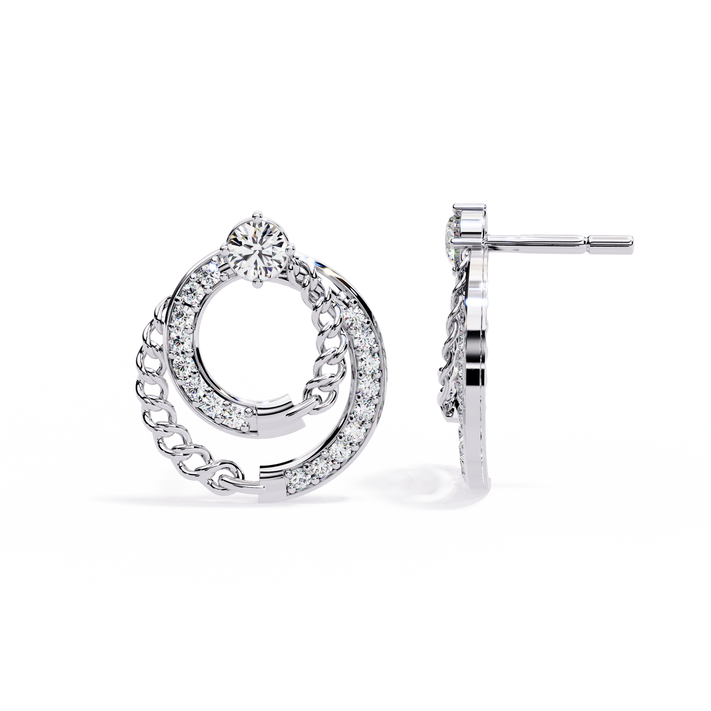 Cluster Hoop Earring Lab Grown CVD Diamond