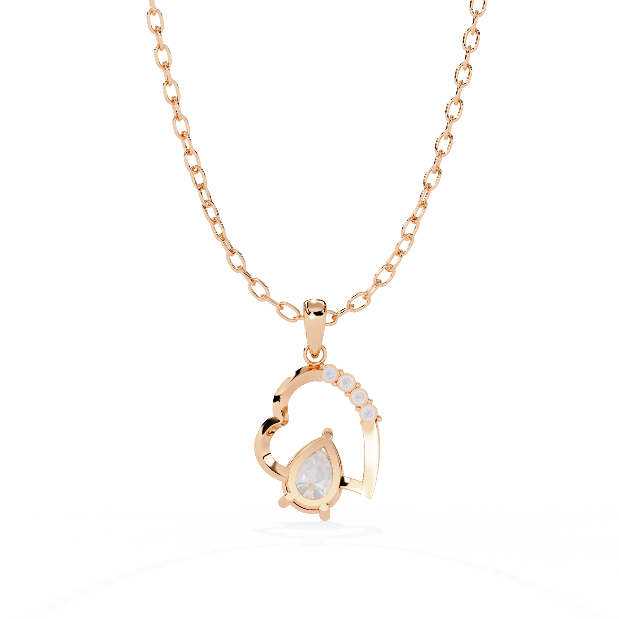 Pear Shape Lab Grown Diamond Heart Pendant