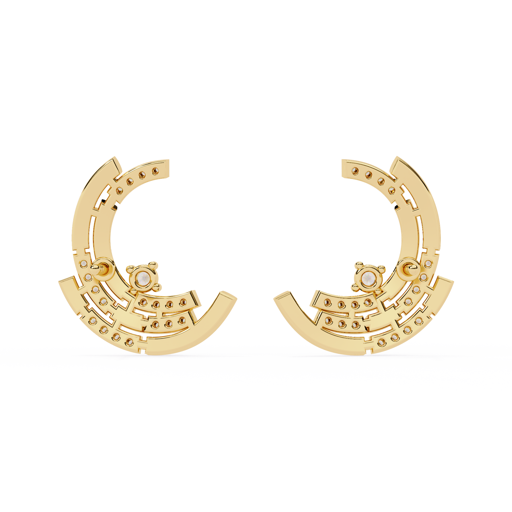 Geometric Diamond Hoop Earrings – Modern Art Deco