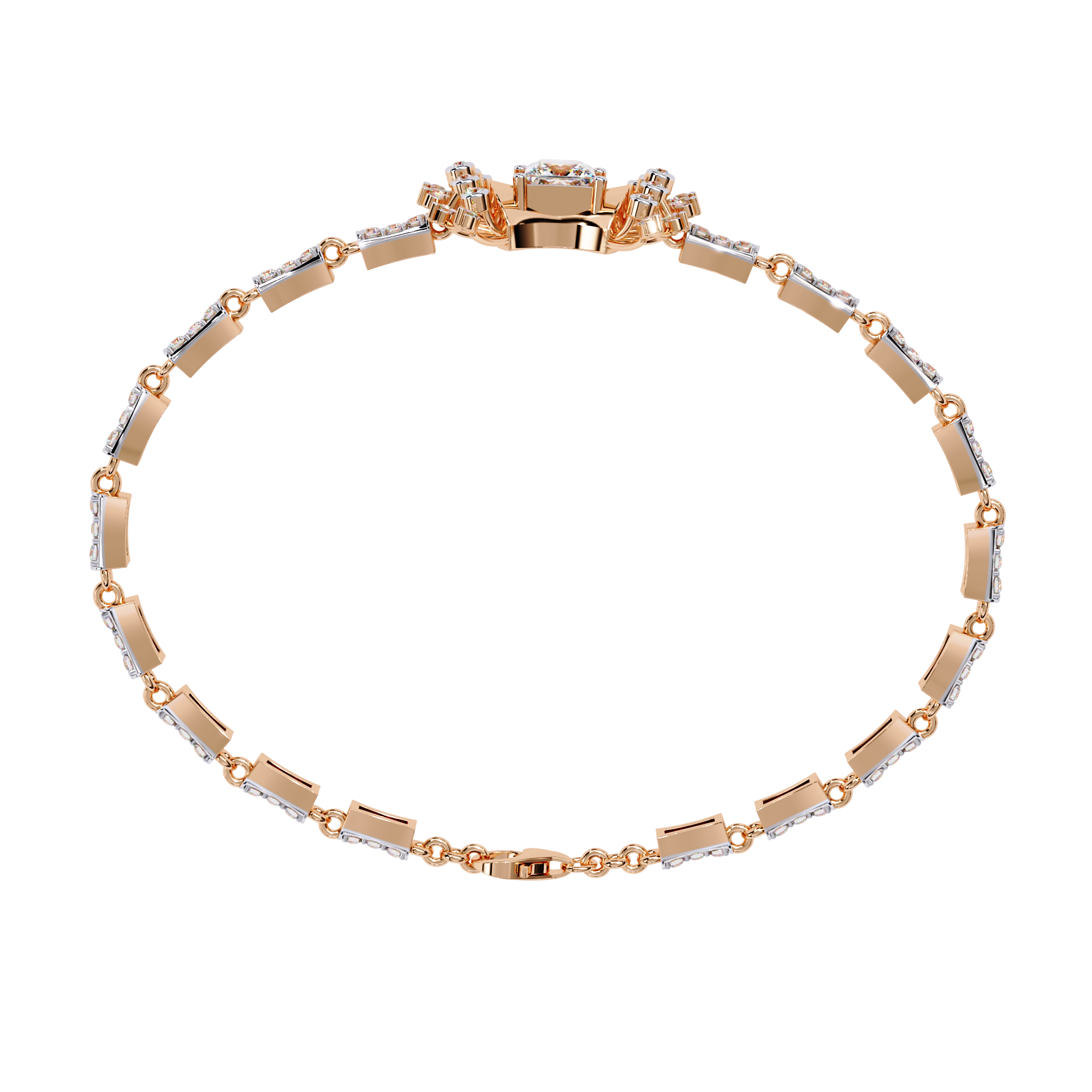 Gold Princess Cut Lab Grown Diamond Bracelet