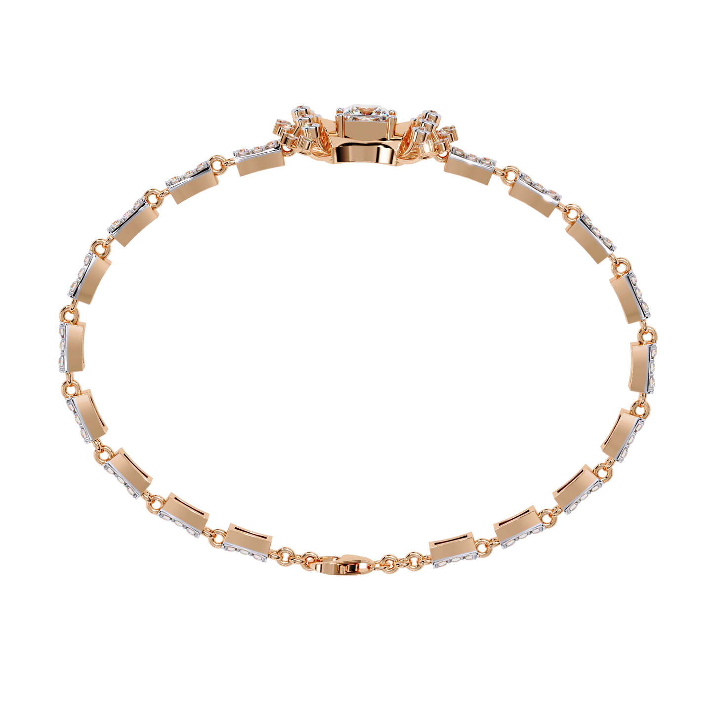 Gold Princess Cut Lab Grown Diamond Bracelet