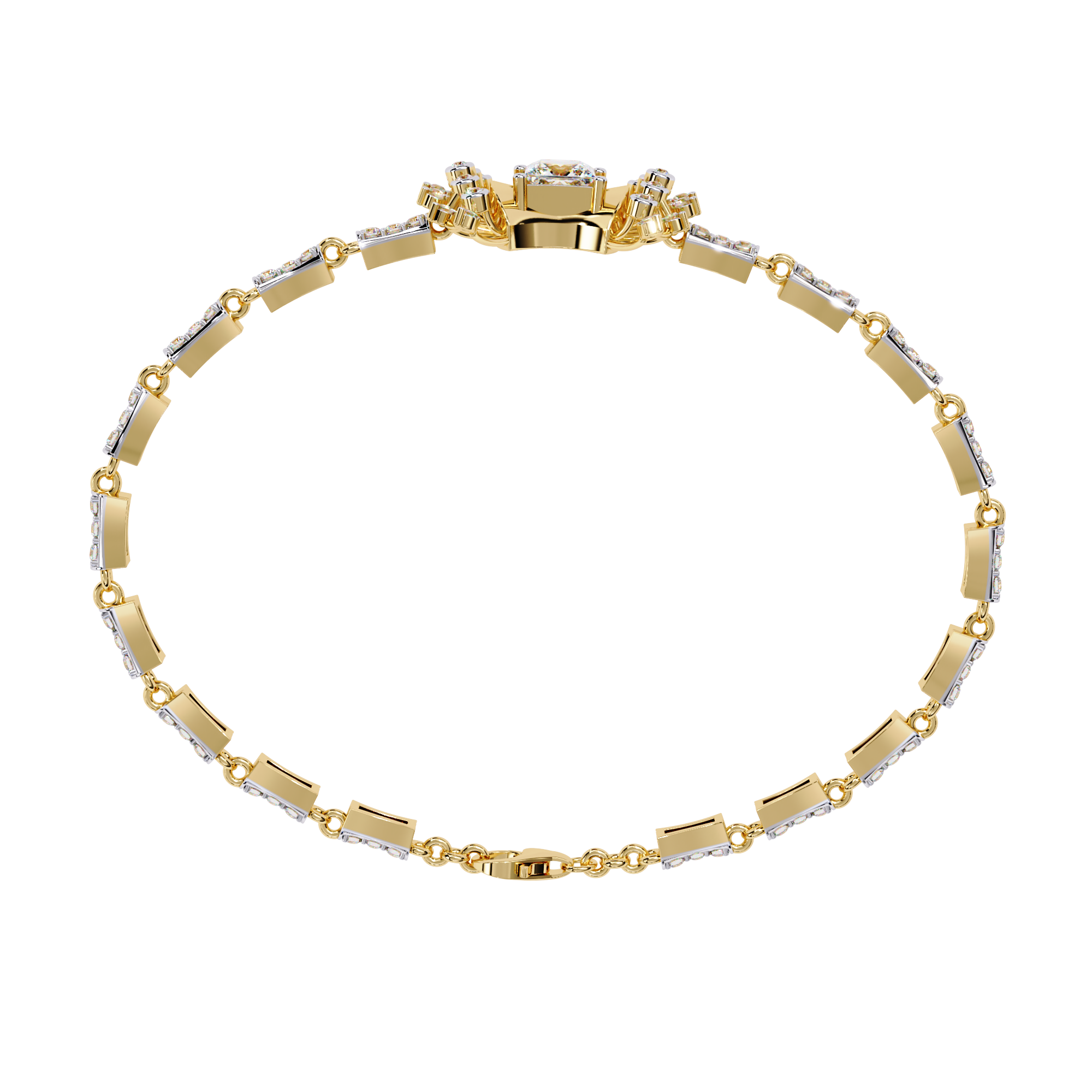Gold Princess Cut Lab Grown Diamond Bracelet