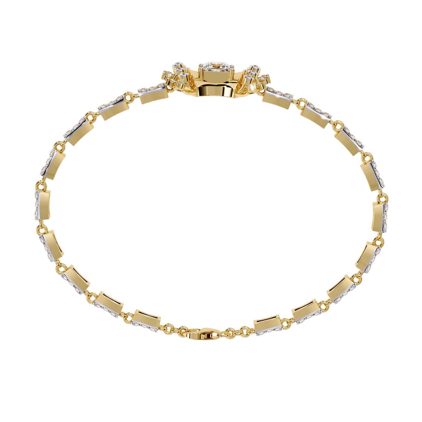 Gold Princess Cut Lab Grown Diamond Bracelet