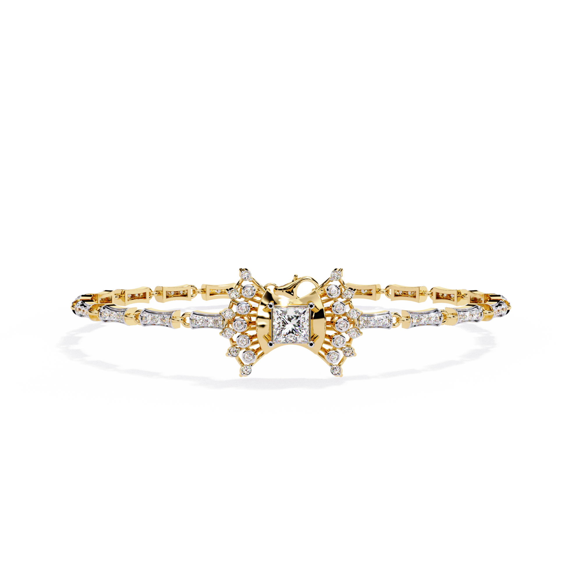 Gold Princess Cut Lab Grown Diamond Bracelet