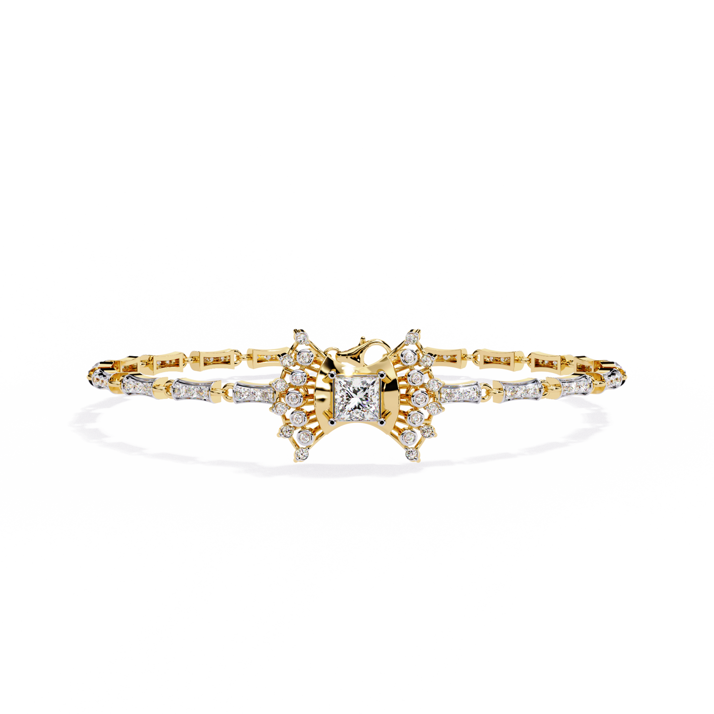 Gold Princess Cut Lab Grown Diamond Bracelet