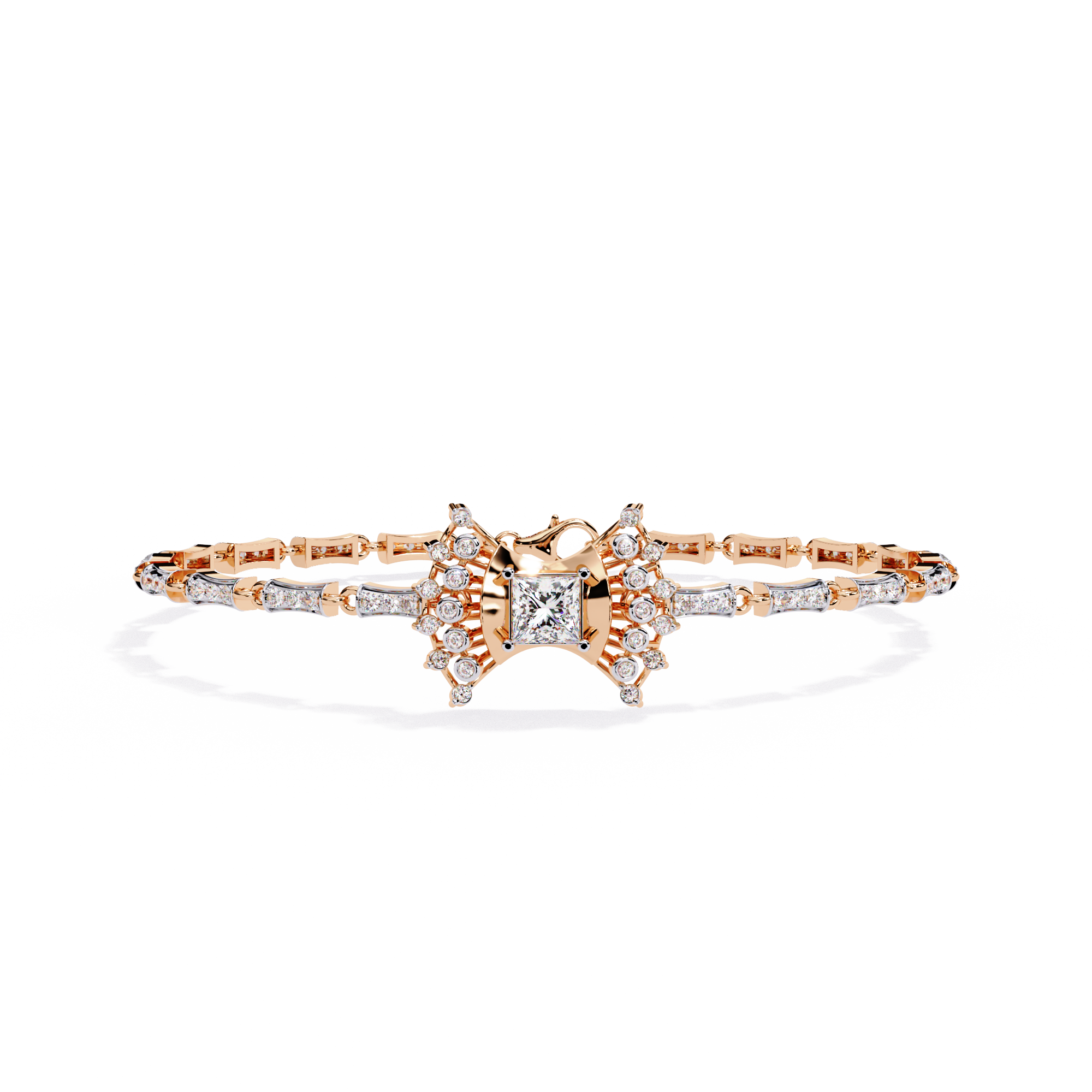 Gold Princess Cut Lab Grown Diamond Bracelet