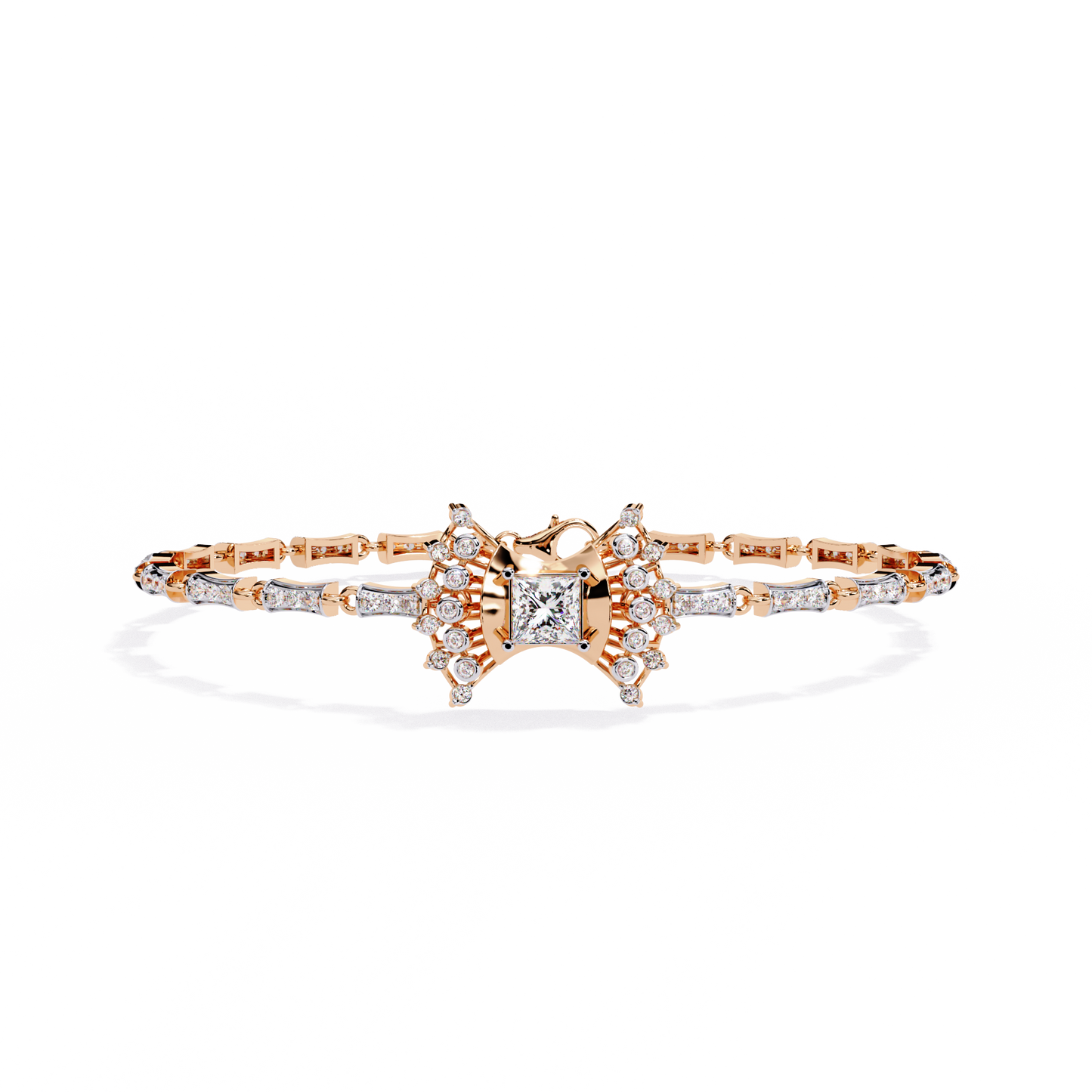 Gold Princess Cut Lab Grown Diamond Bracelet