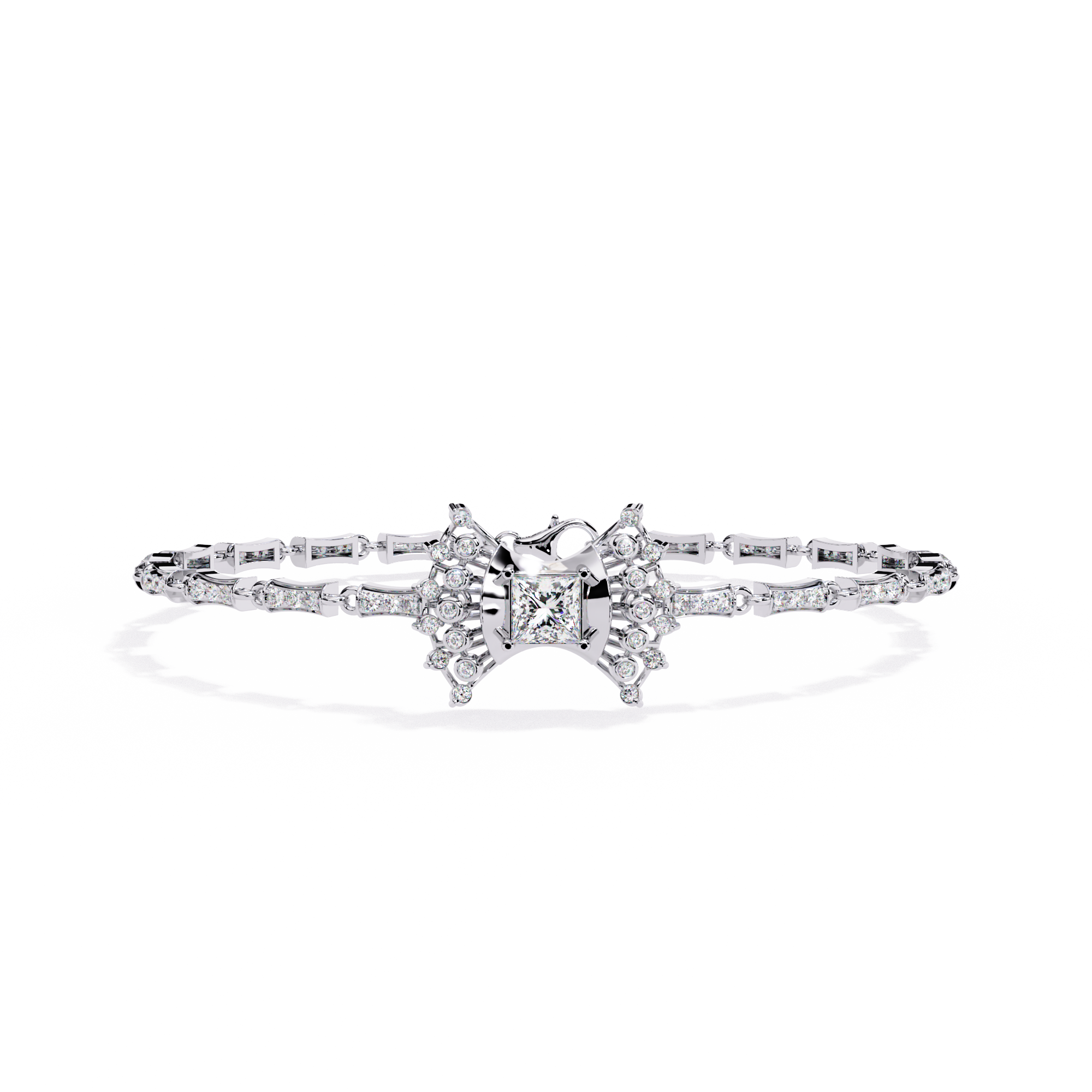 Gold Princess Cut Lab Grown Diamond Bracelet