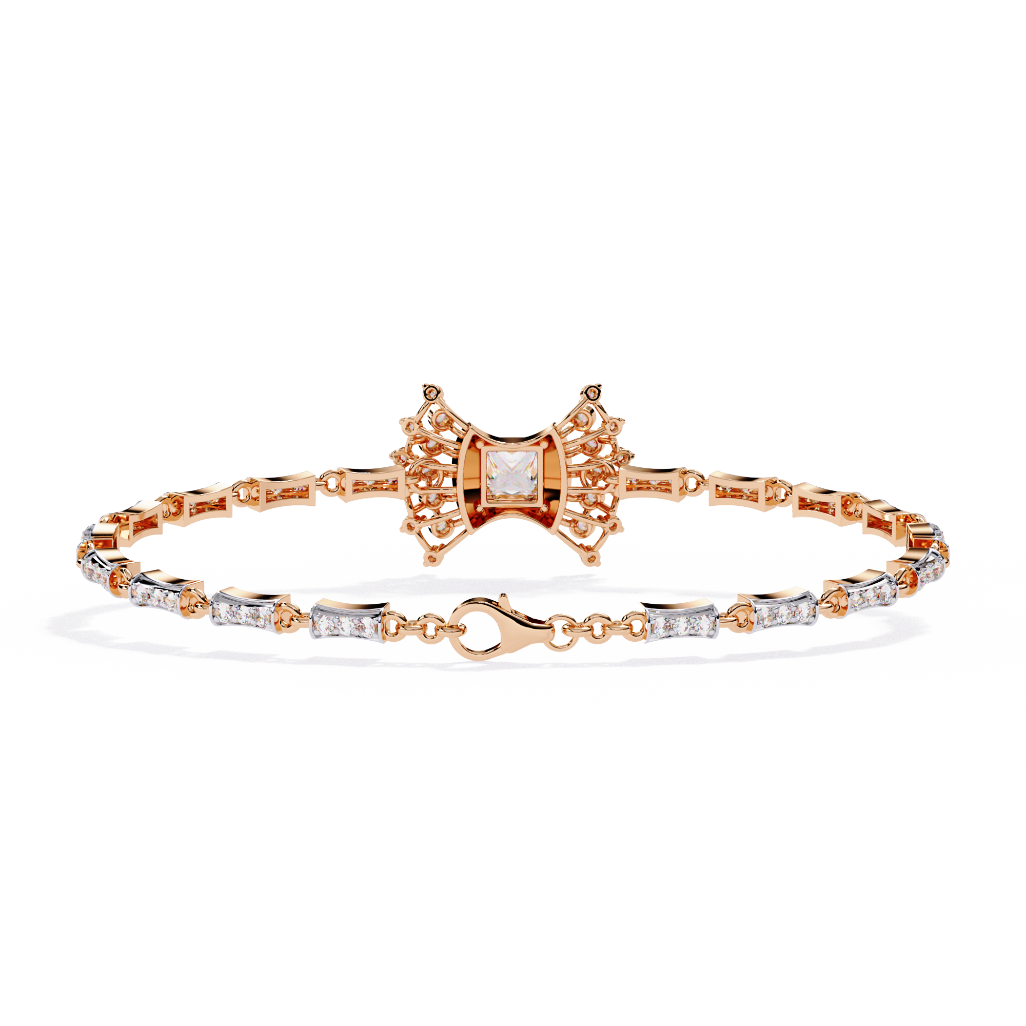 Gold Princess Cut Lab Grown Diamond Bracelet
