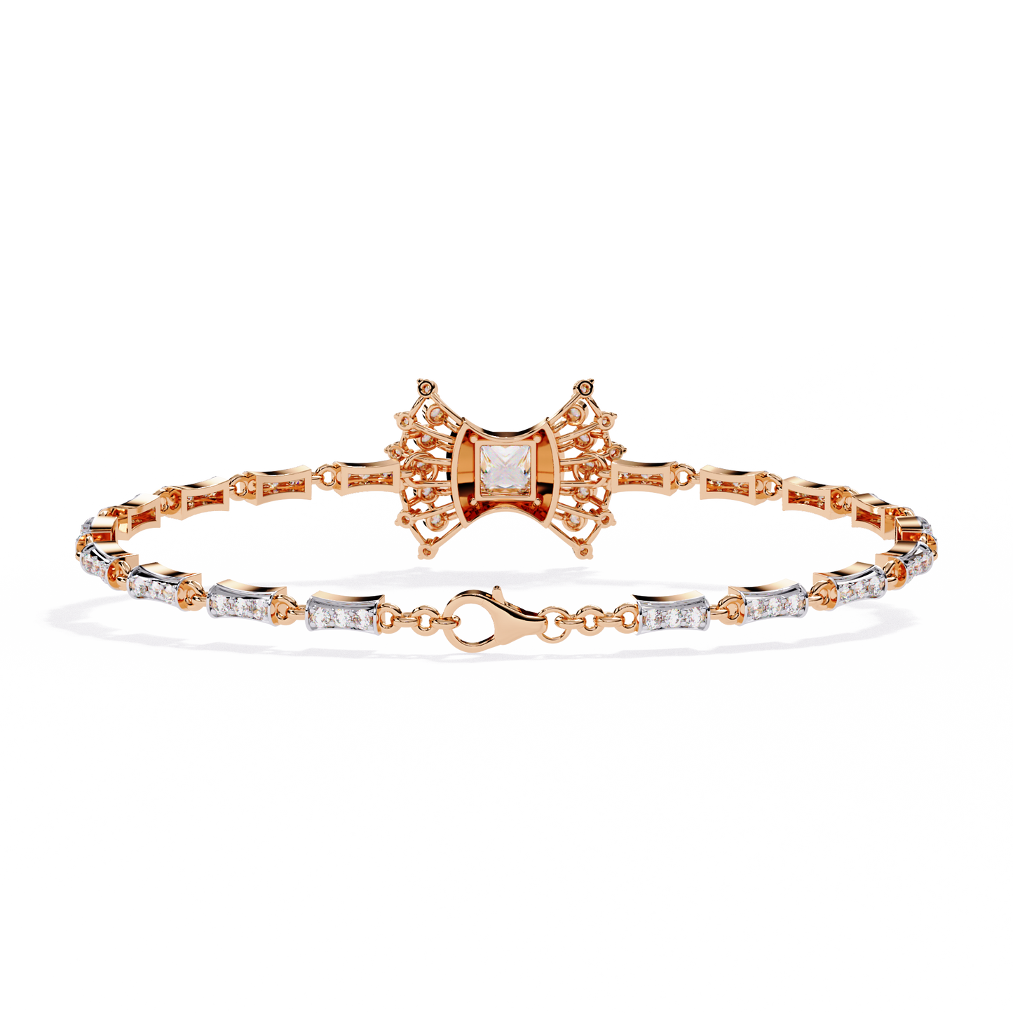 Gold Princess Cut Lab Grown Diamond Bracelet