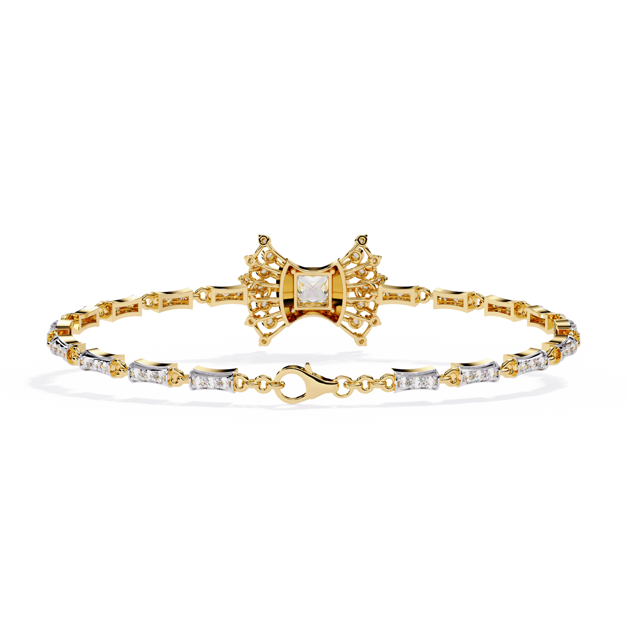 Gold Princess Cut Lab Grown Diamond Bracelet