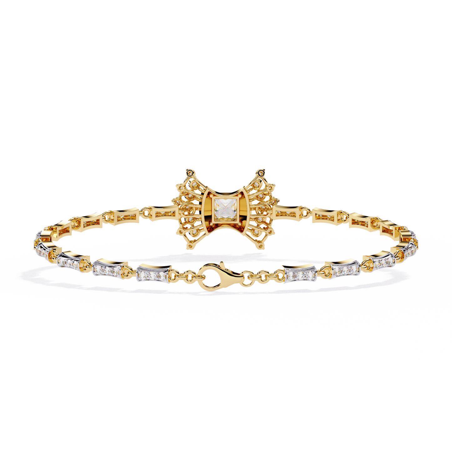 Gold Princess Cut Lab Grown Diamond Bracelet