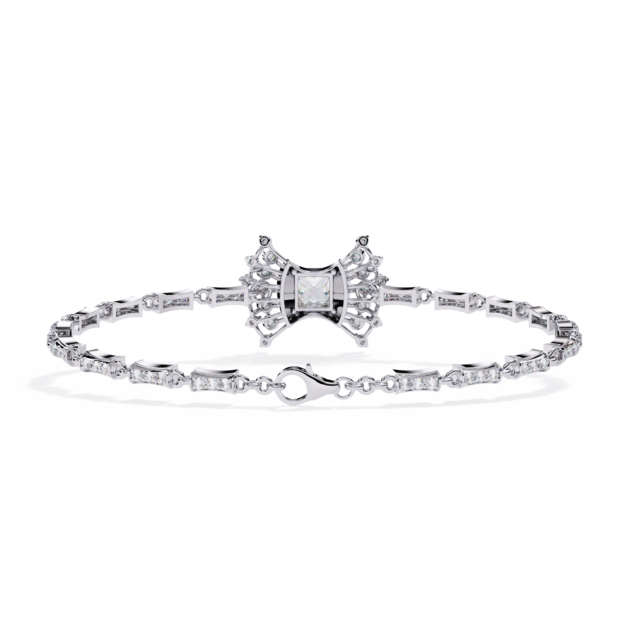 Gold Princess Cut Lab Grown Diamond Bracelet