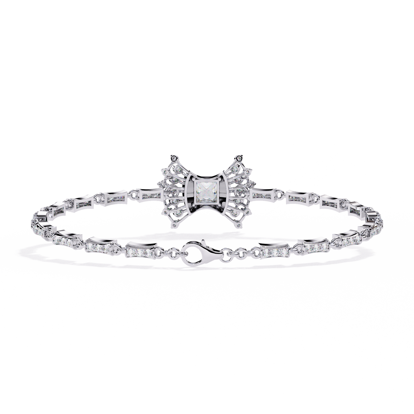 Gold Princess Cut Lab Grown Diamond Bracelet