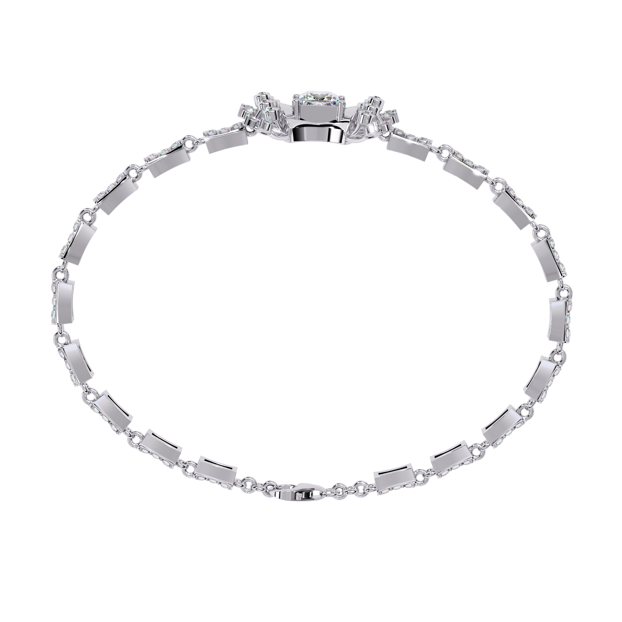 Gold Princess Cut Lab Grown Diamond Bracelet