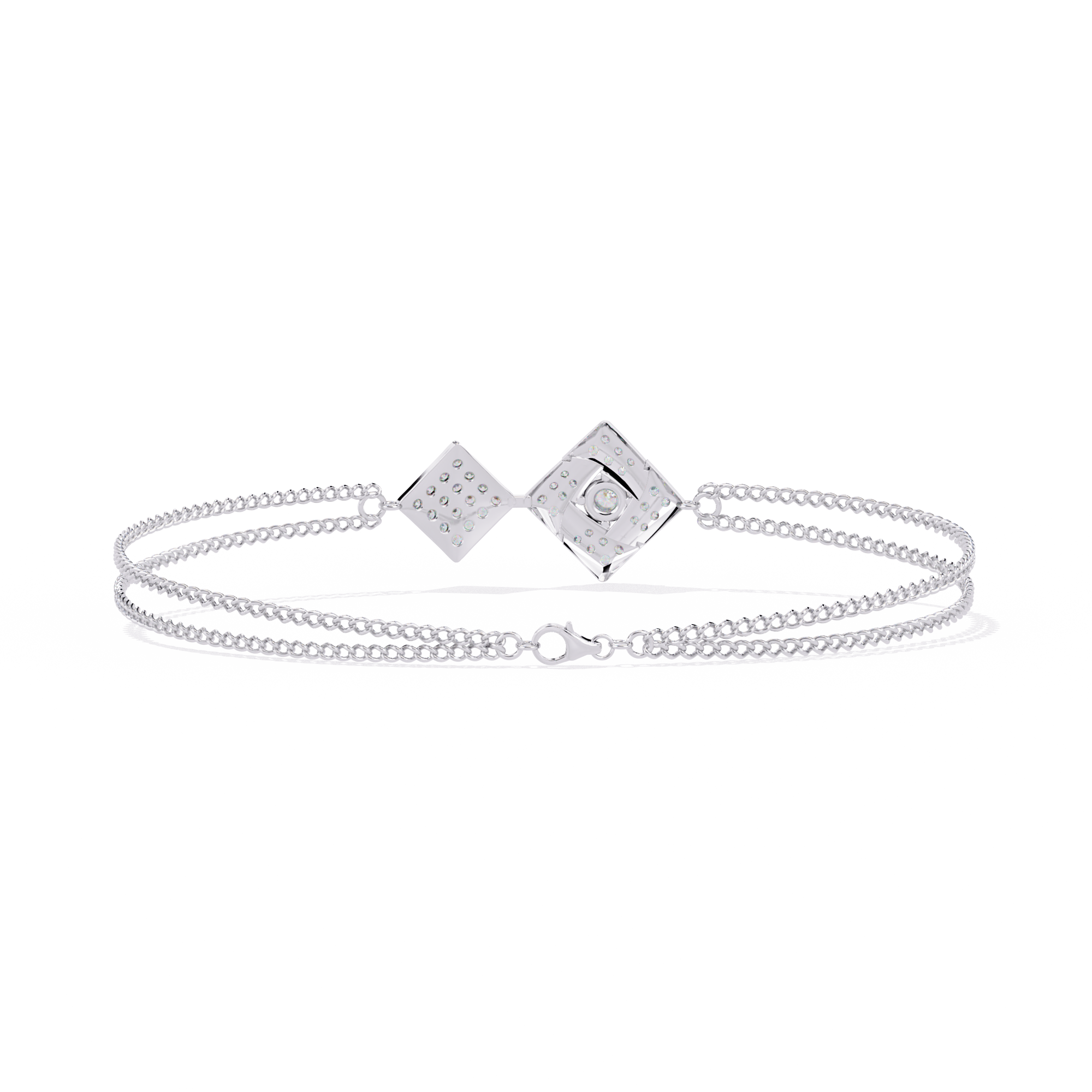 Round Lab Grown Diamond Geometric Bracelet