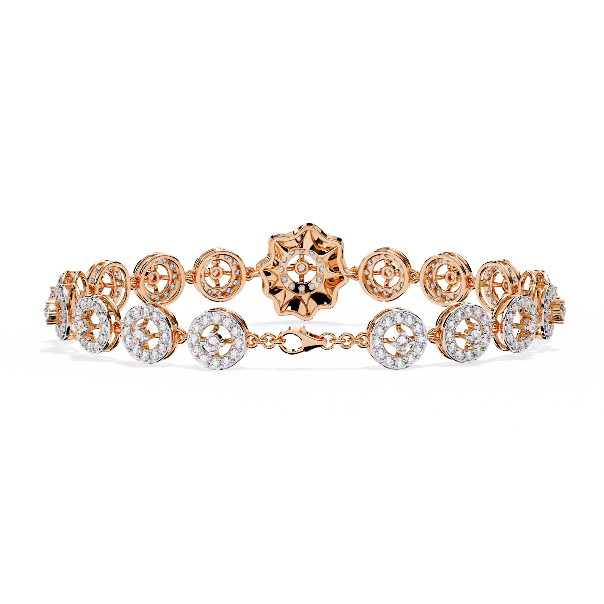 flower Round Lab Grown Diamonds Bracelet
