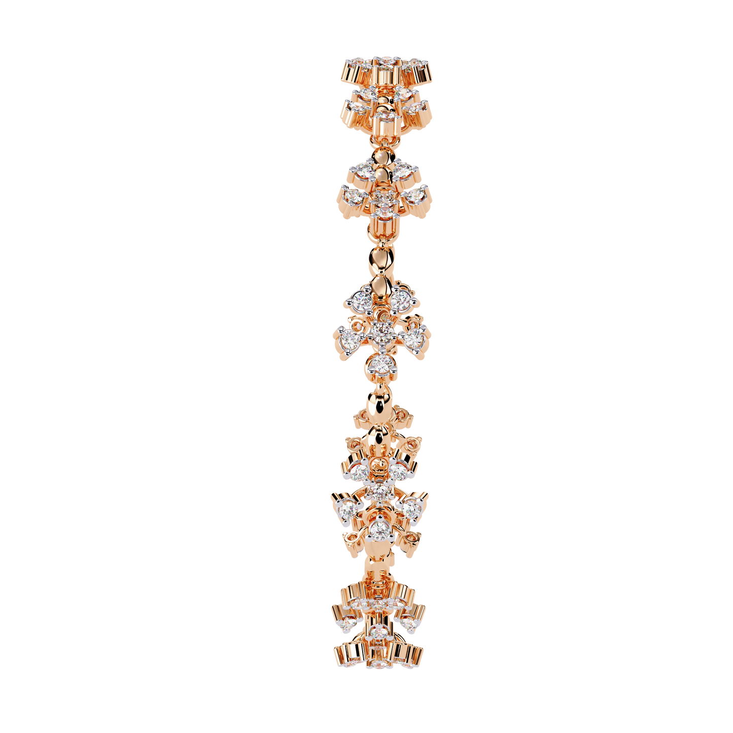 Round Lab Grown Diamonds Bracelet with flower