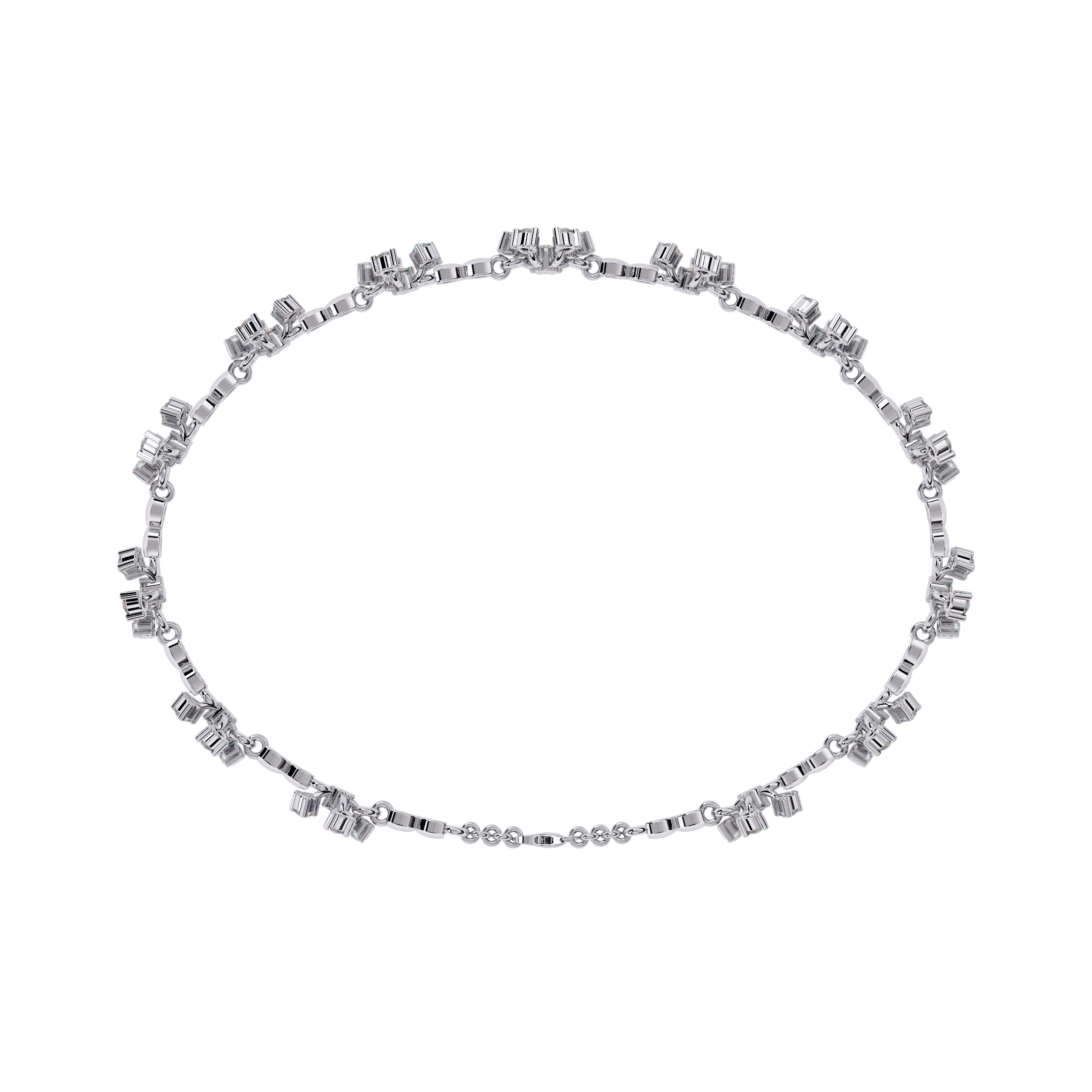 Round Lab Grown Diamonds Bracelet with flower